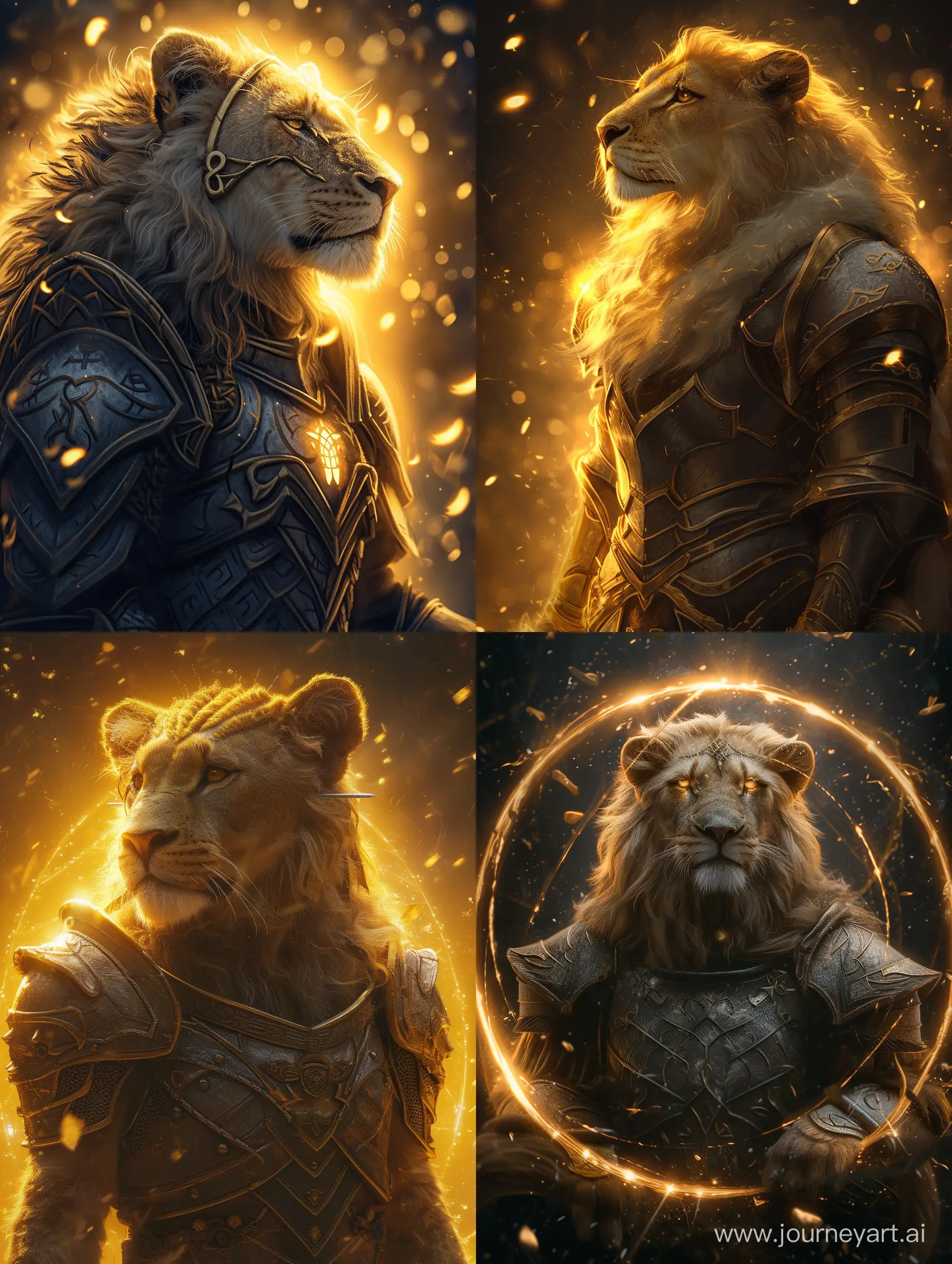 Elven-Armored-Lioness-bathed-in-Golden-Light