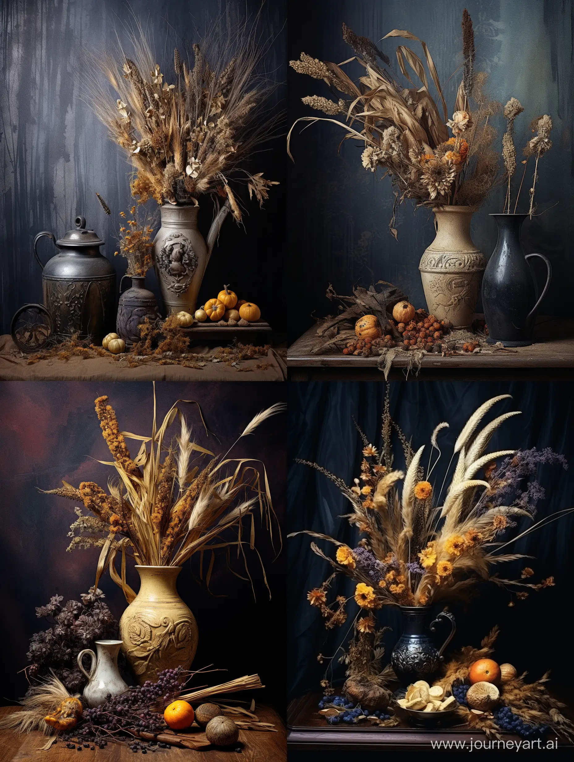Elegant-Still-Life-with-Dried-Flowers-Interior-Decor-in-Subtle-Shadows
