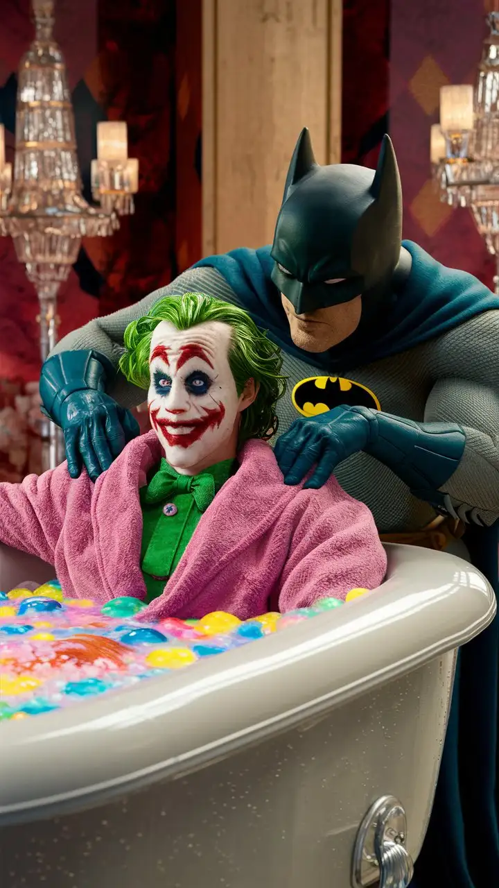 Joker having a spa day. Batman is massaging him