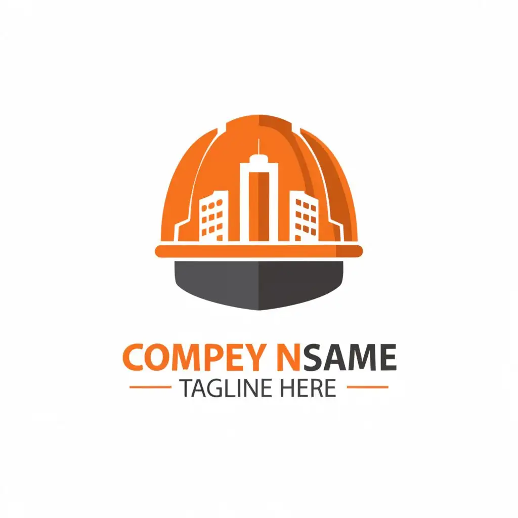 a logo design,with the text "Safety helmet", main symbol:Safety Helmet color orange with building inside of the helmet,Moderate,be used in Construction industry,clear background