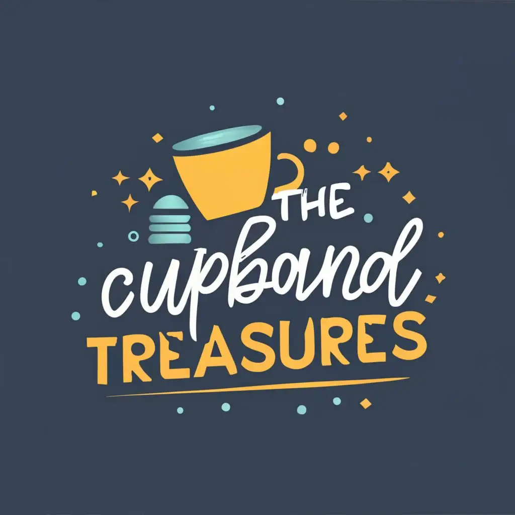 logo, A Cup and Treasure Box, with the text "The CupboardTreasures", typography, be used in Retail industry
