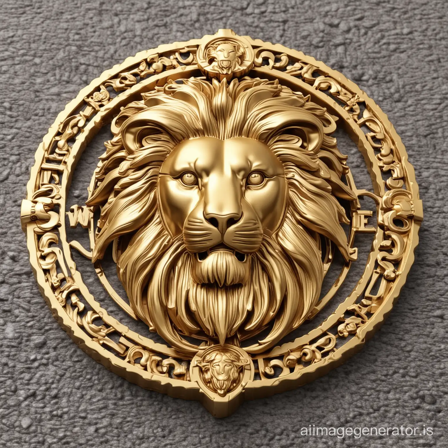 lion logo Versace style gold color