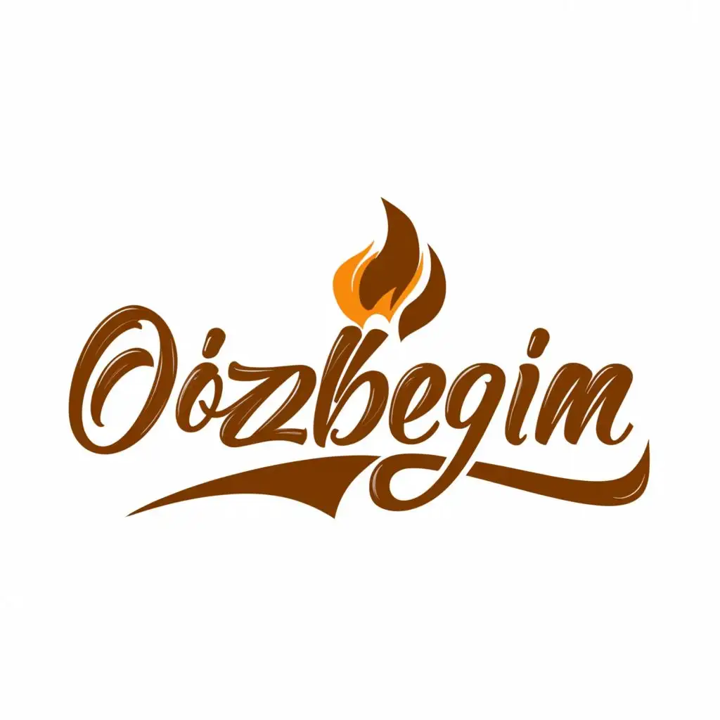 a logo design,with the text "O`zbegim", main symbol:fire,Moderate,be used in Restaurant industry,clear background