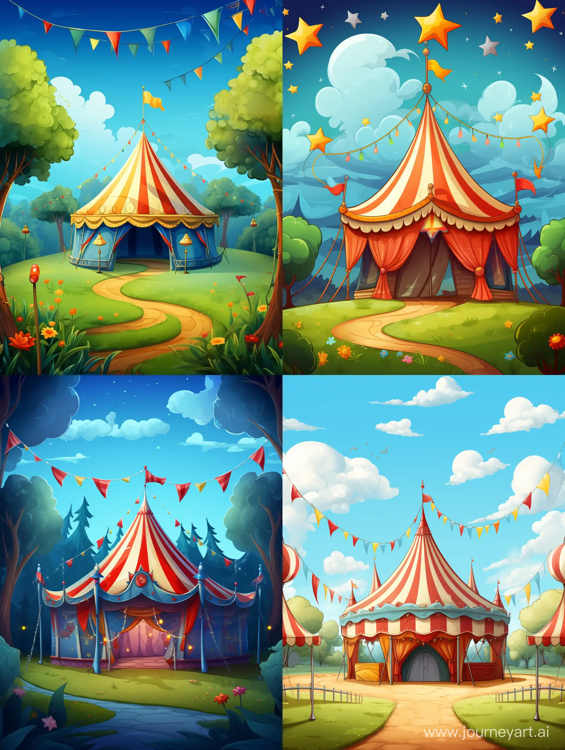 Whimsical-Cartoon-Circus-Tent-Scene-for-Entertaining-Fun