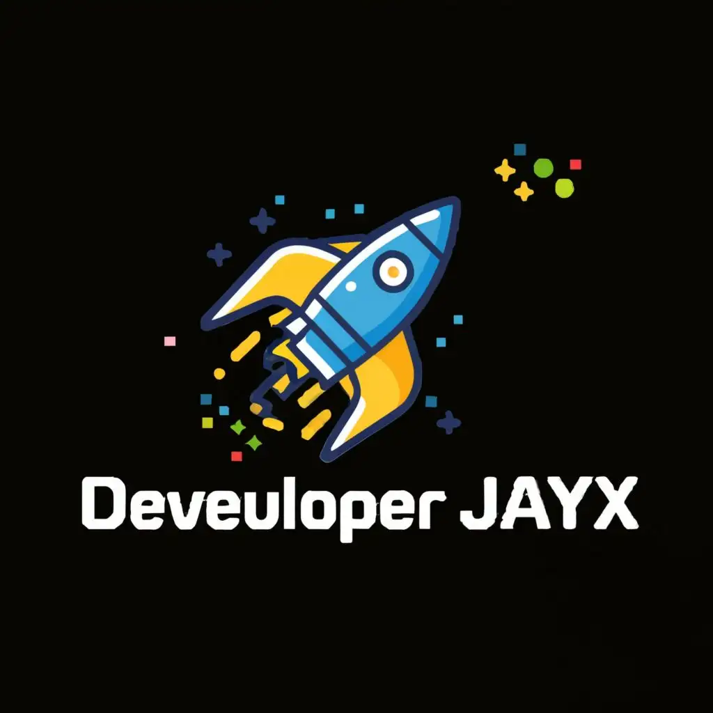 logo, Rocket 🚀, with the text "Developer_JayX", typography, be used in Education industry