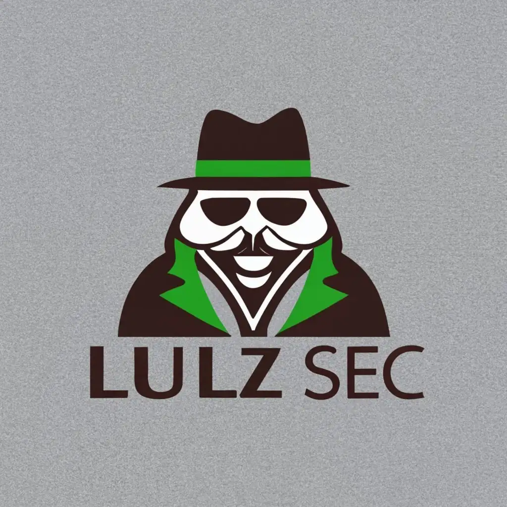 animated logo, cyber, with the text "Lulz Sec", typography green, be used in hacker and black background.