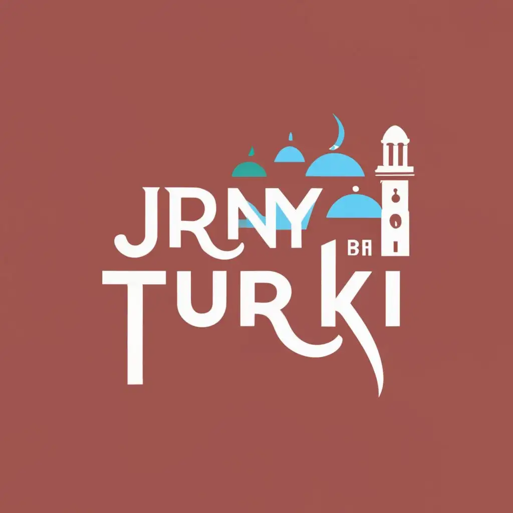 logo, Mosque, bridge, sea, with the text "JRNY TO TURKI", typography, be used in Travel industry