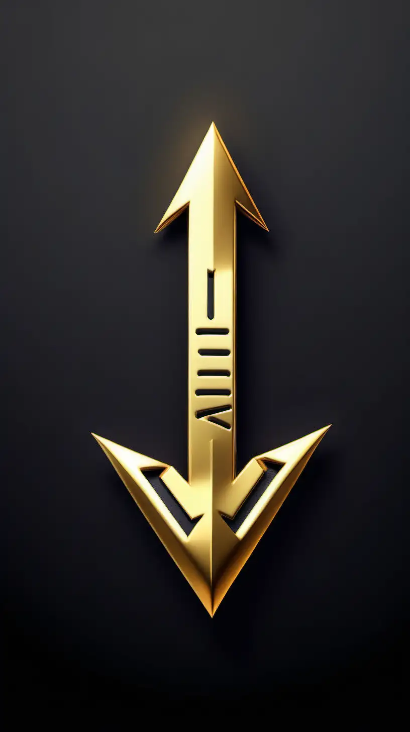 cursor arrow in gold and with allien writing on it, in black