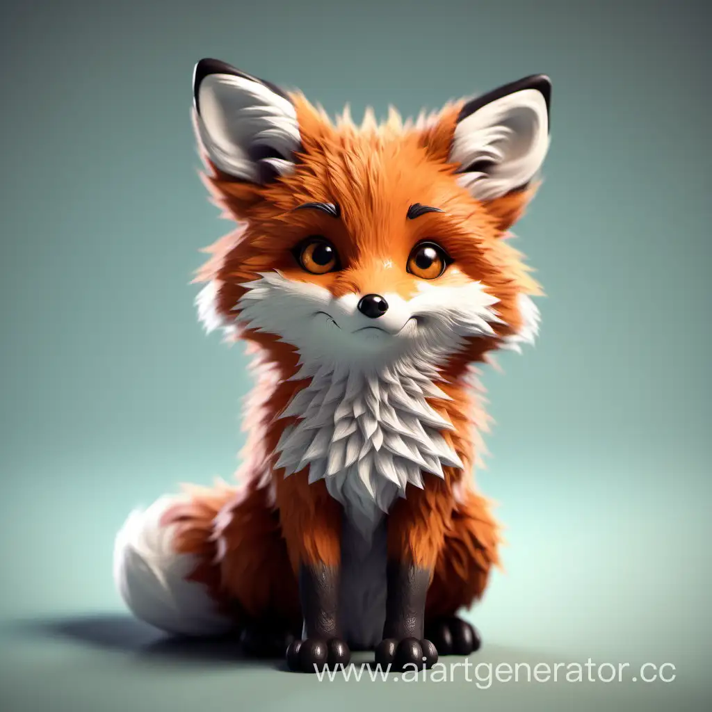 Sad-Little-Fox-Sitting-and-Gazing-with-Innocent-Eyes