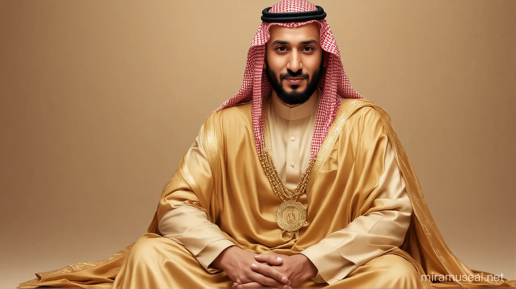 Mohammed bin Salman Al Saud Seated on Opulent Gold Throne