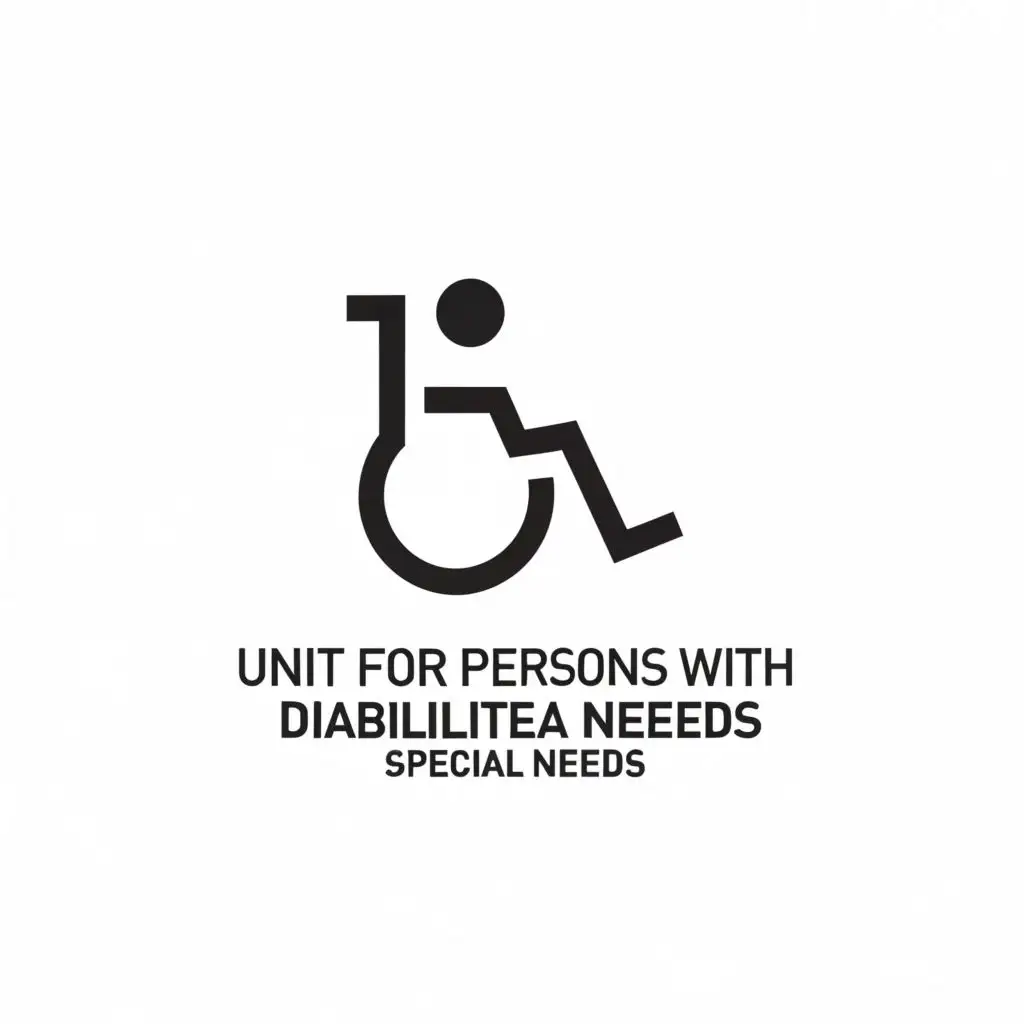 a logo design,with the text "Unit for Persons with Disabilities and Special Needs", main symbol:wheelchair,Minimalistic,be used in Education industry,clear background