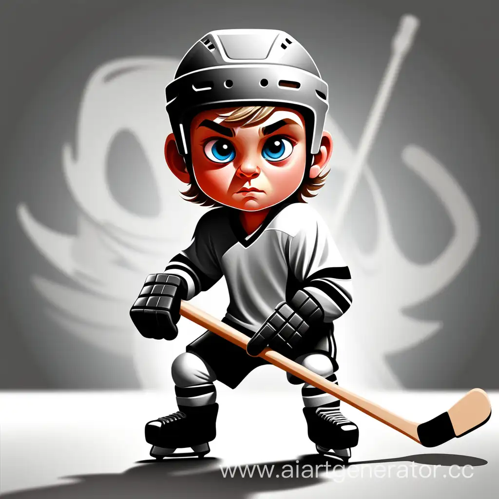 
хоккеист ребенок с клюшкой
и шайбой,арт.,на однотонном фоне
