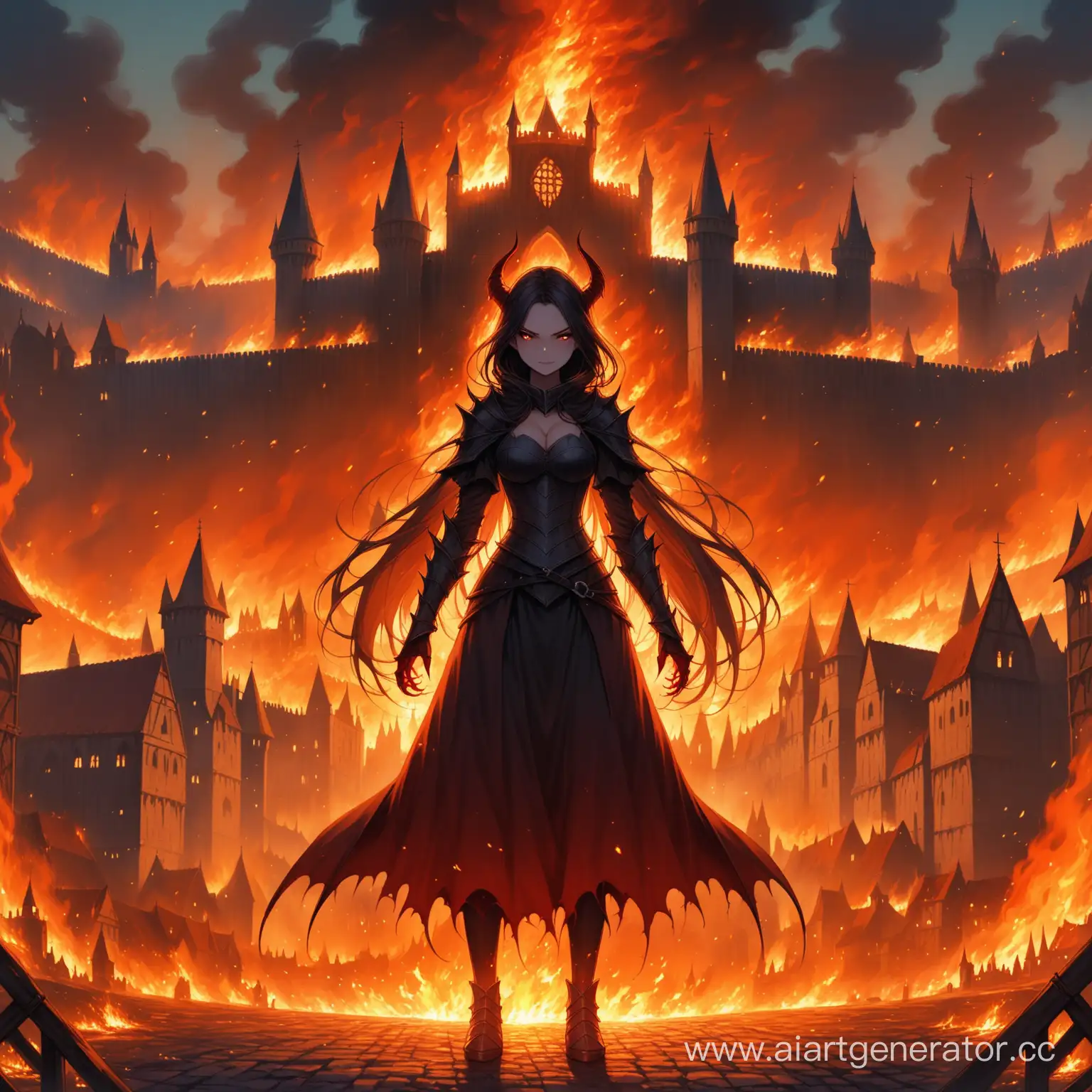 Sinister-Demon-Girl-Amidst-Medieval-City-Inferno