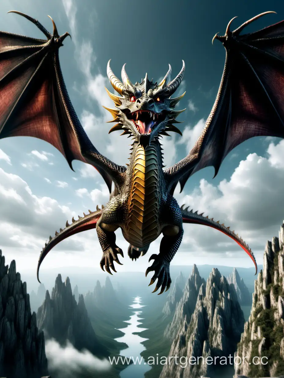 Majestic-Frontal-View-of-Soaring-Dragon-with-Spread-Wings