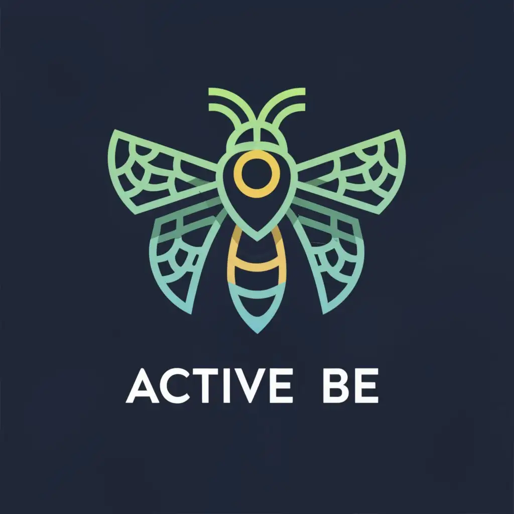 LOGO-Design-for-Active-Bee-Vibrant-BlueGreen-Bee-Symbol-for-Events-Industry-with-Clear-Background