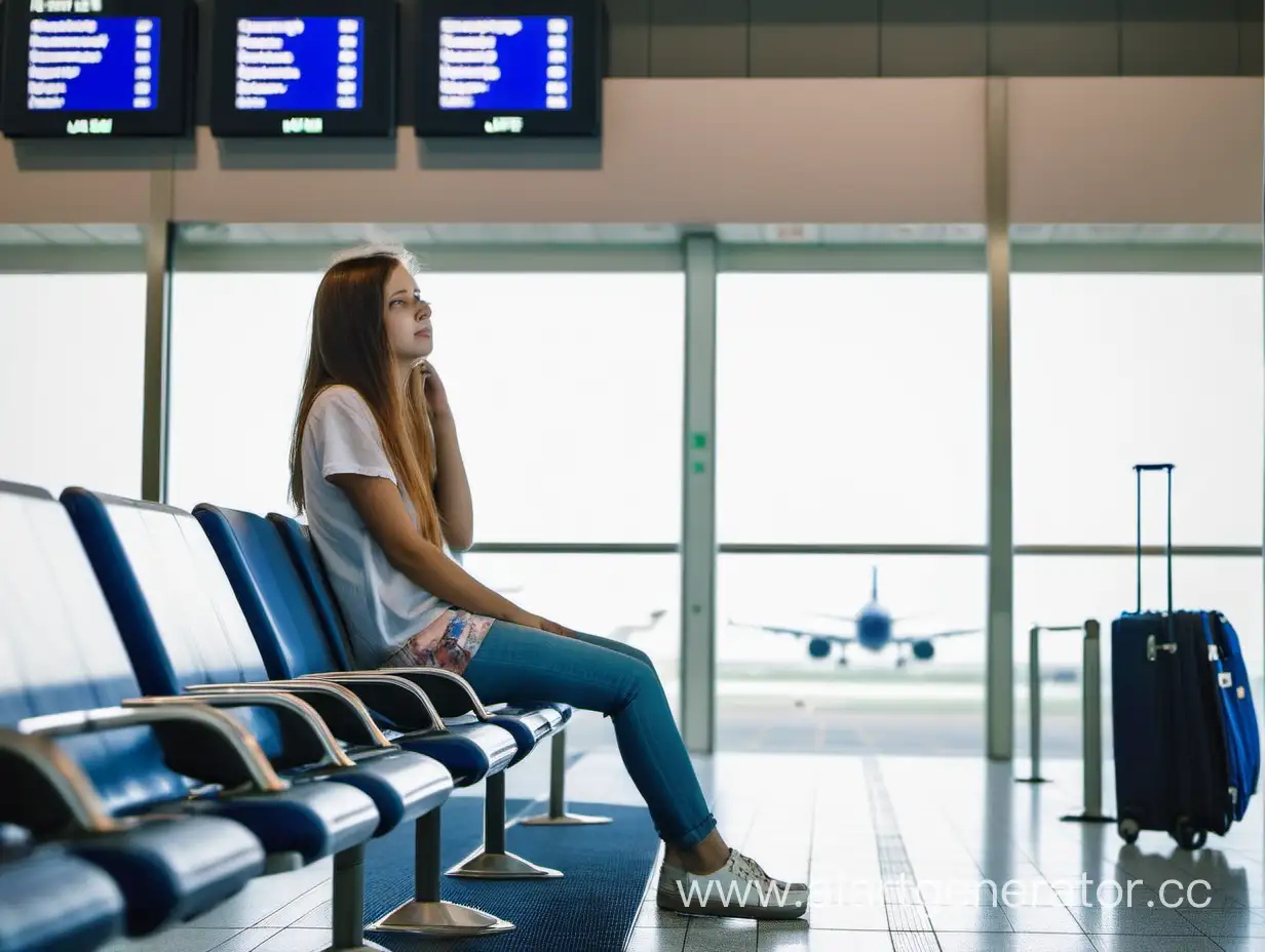 Girl waiting for her flight