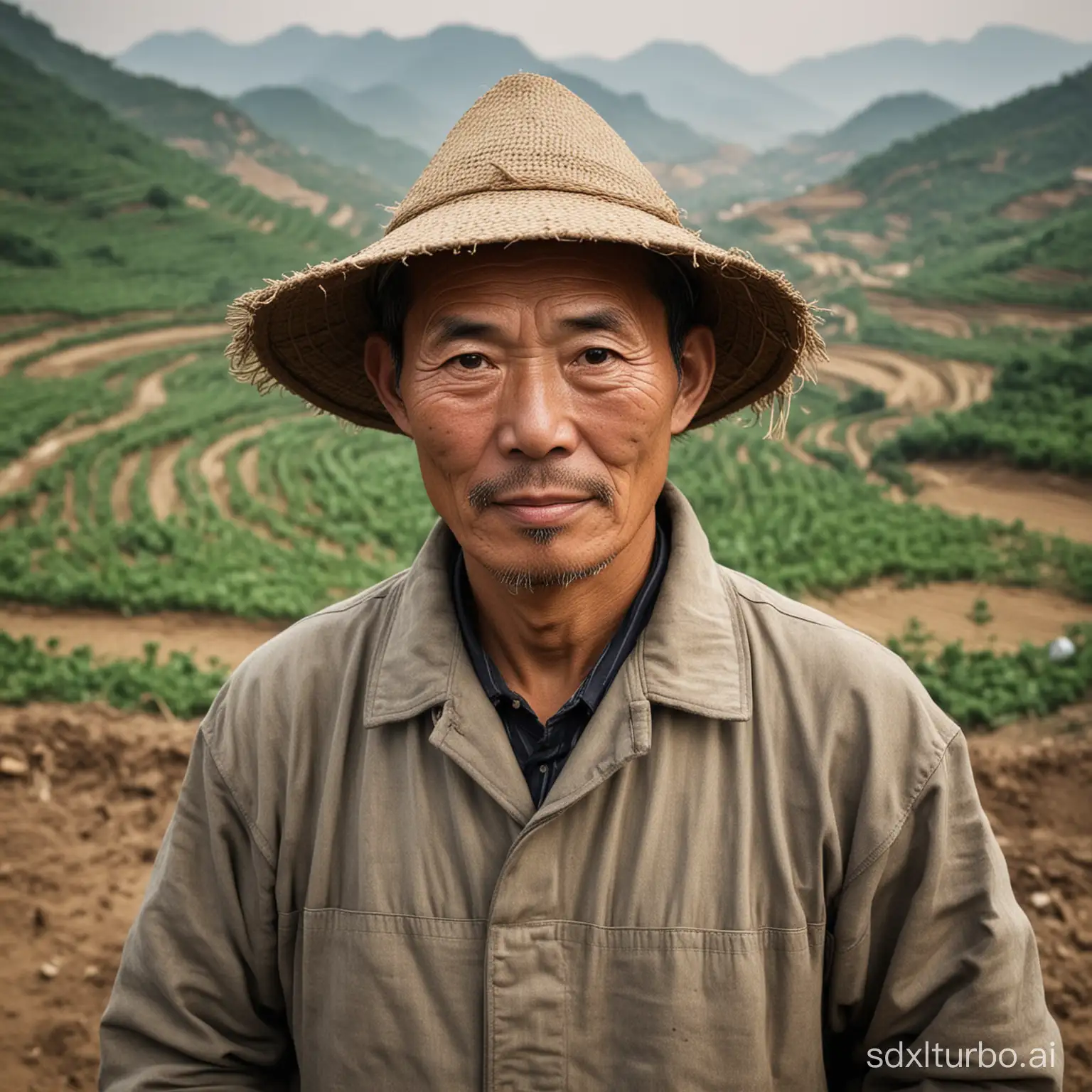 Mature-Chinese-Farmer-Working-in-Field