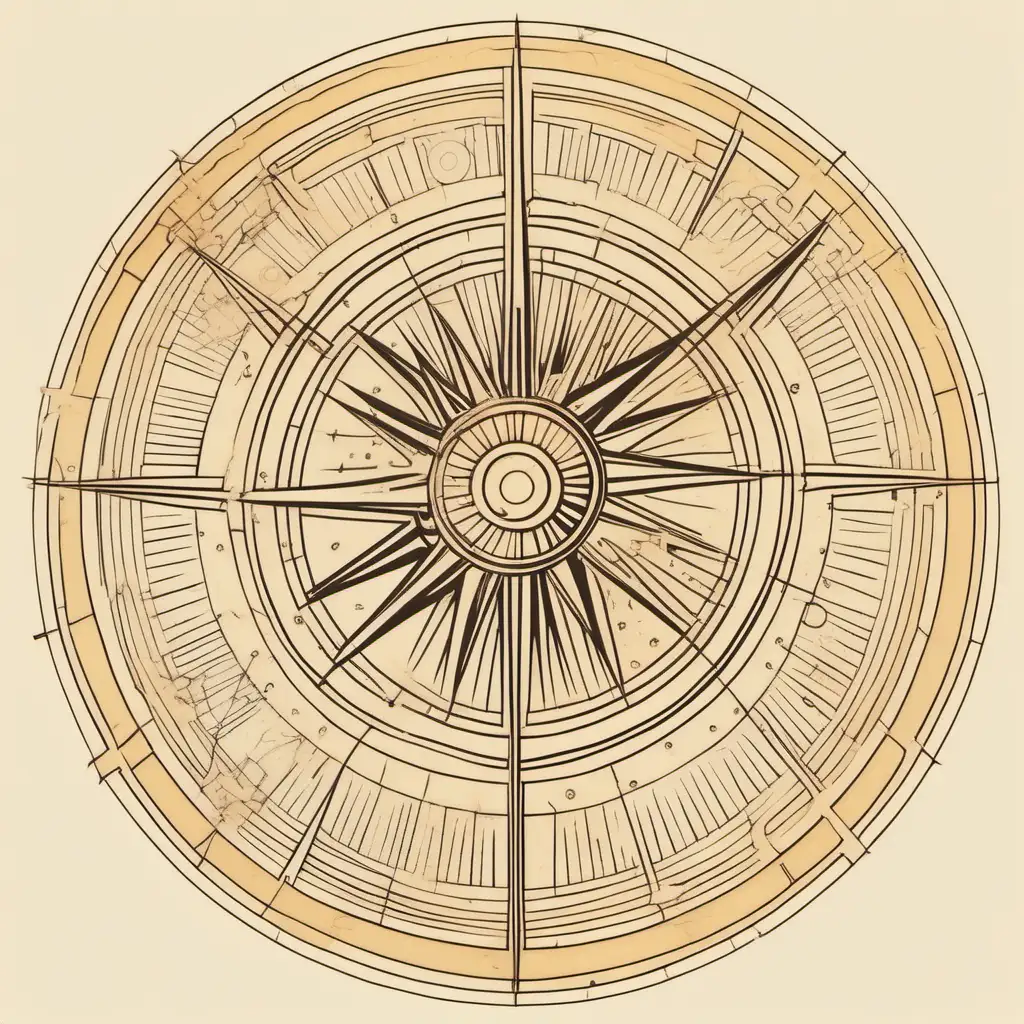 Renaissance Style Astrological Wheel with Sunburst Etching