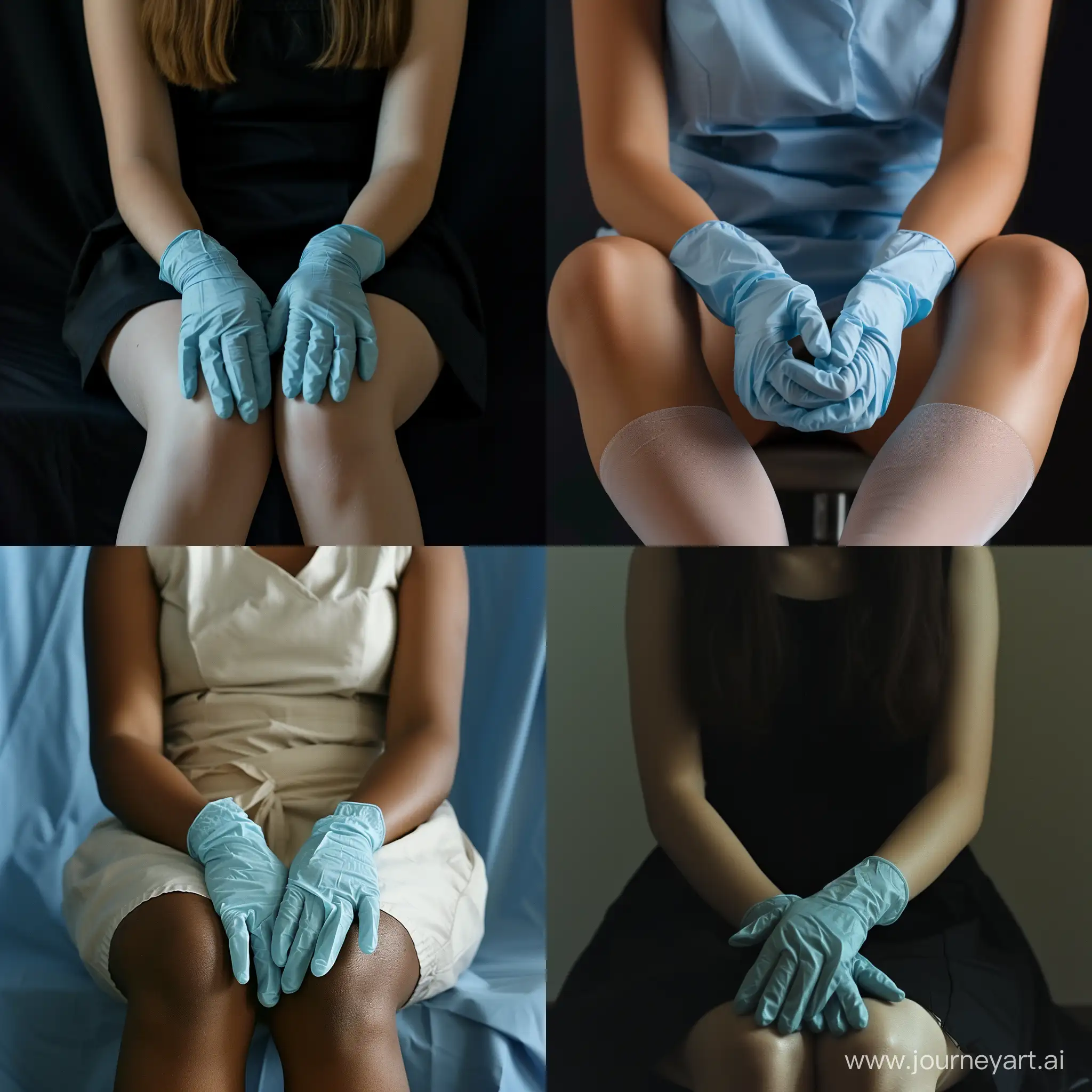 Adorable-Girl-in-Blue-Cloth-Gloves-Sitting-Gracefully