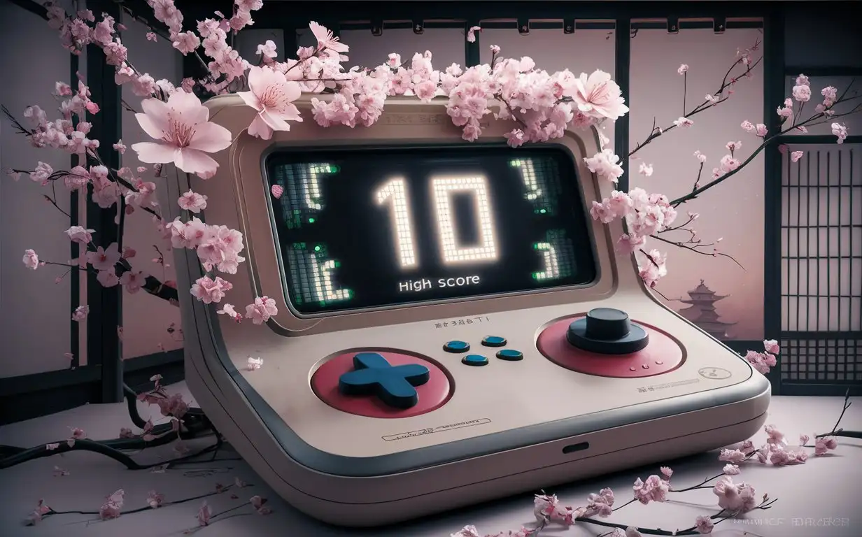 Japanese gamepad with sakura and with number 10 