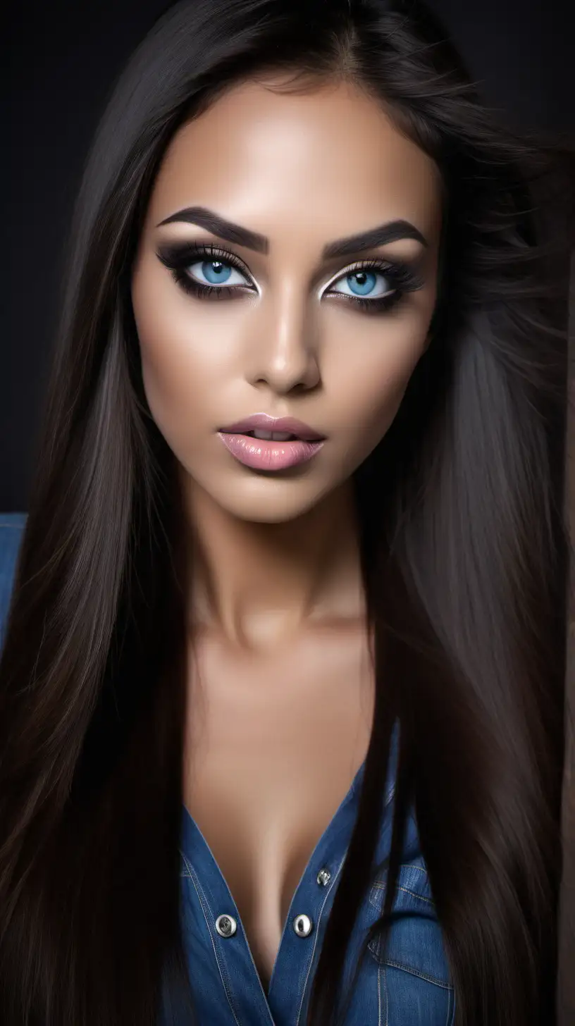 Glamorous Brunette with Striking Features and Chic Style