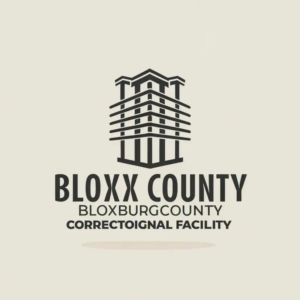 a logo design,with the text ""Bloxburg County Correctional Facility"", main symbol:Prison, Jail, Convict,Minimalistic,clear background