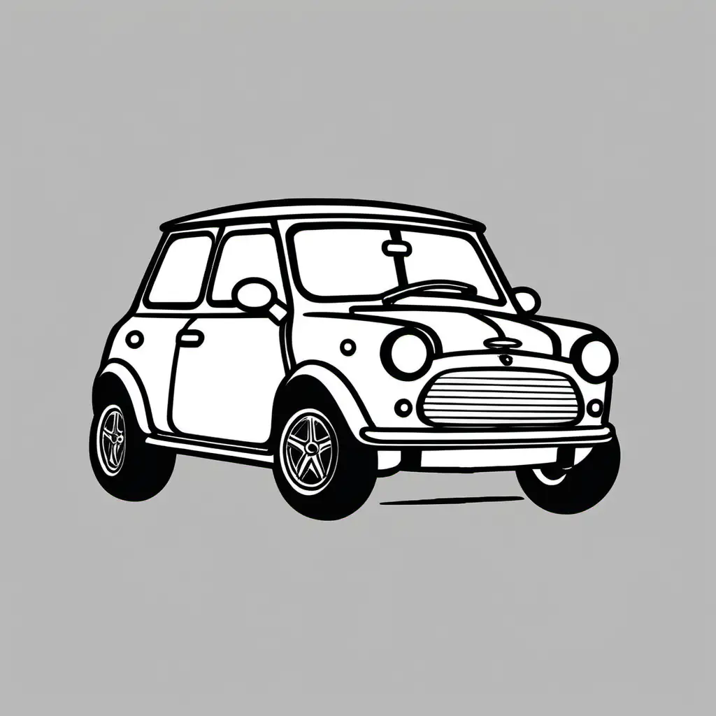 car mini simple outline black and white