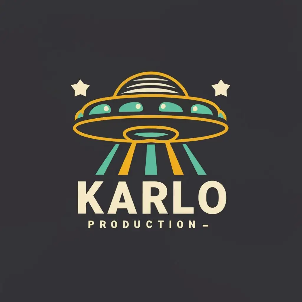logo, ufo, with the text "Karloproduction", typography, be used in Entertainment industry