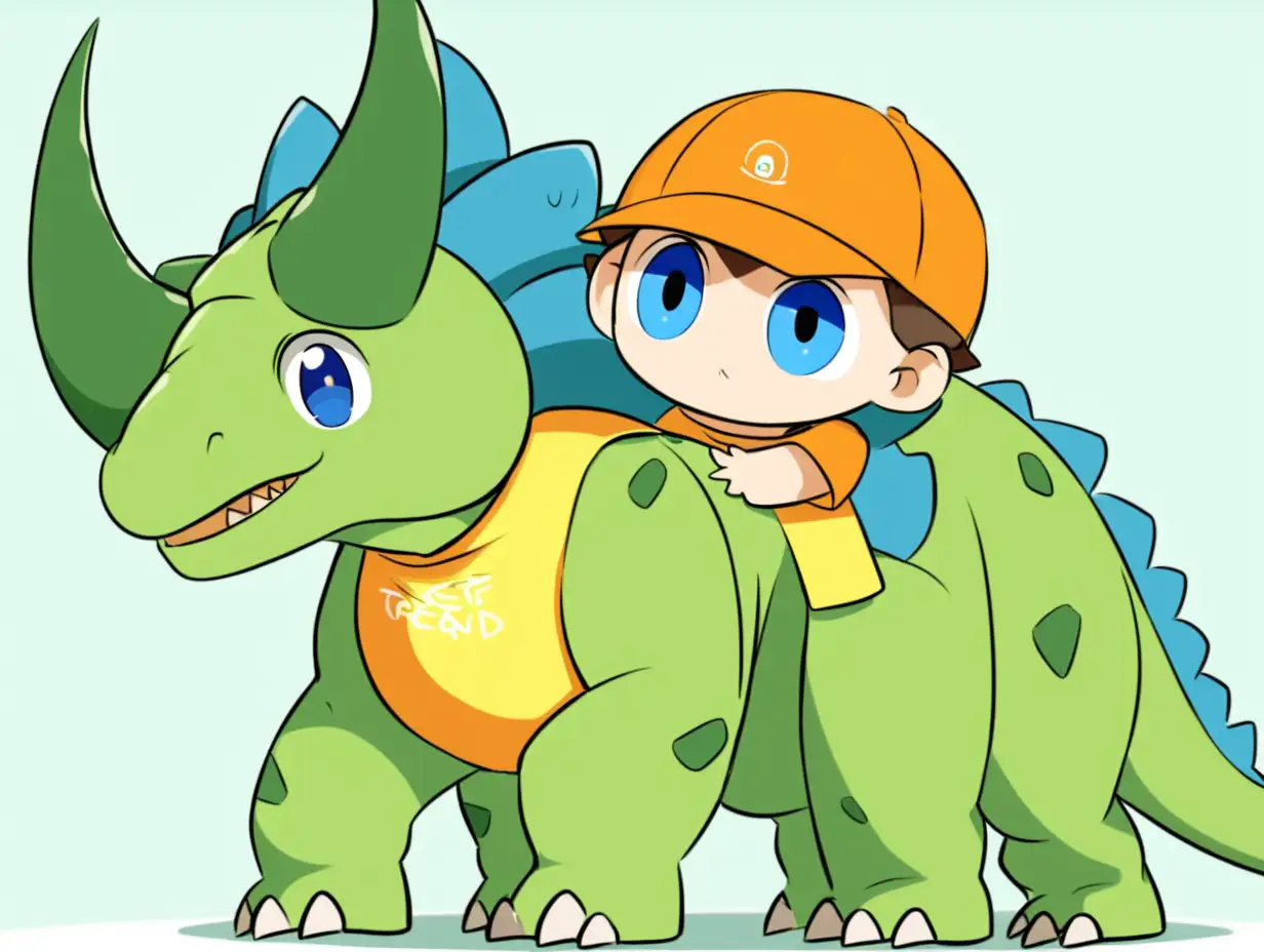 Friendly Triceratops Dinosaur with Orange Cap