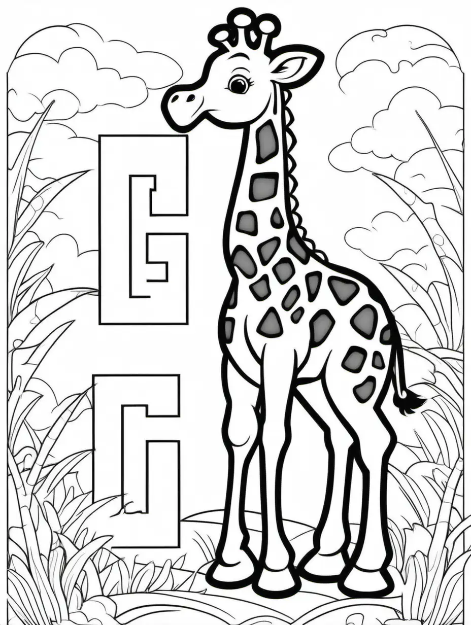 Buchstabe g mit eine Giraffe Malbuch für Kinder Bild


