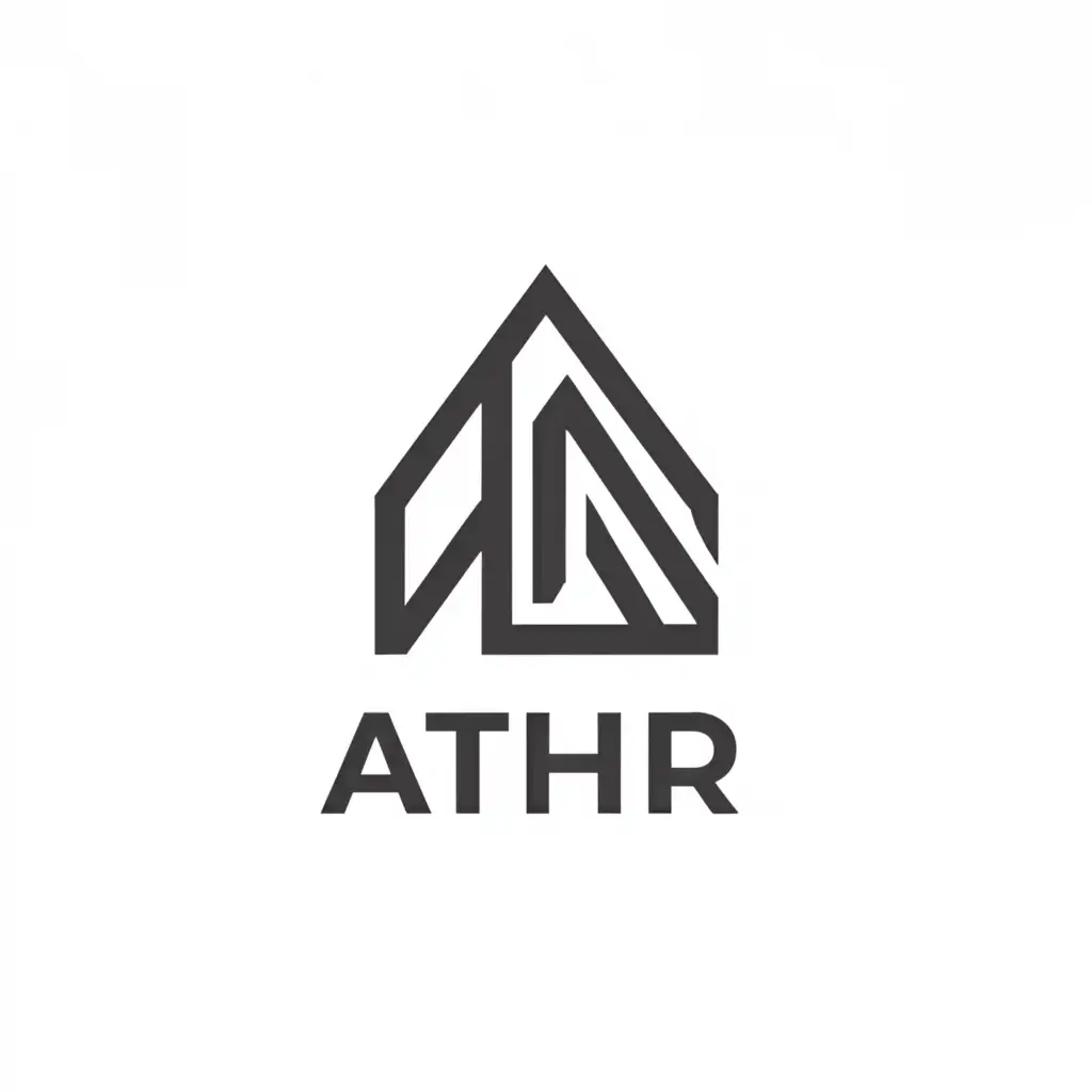 a logo design,with the text "ATHR", main symbol:a trace of an A,Minimalistic,be used in Real Estate industry,clear background