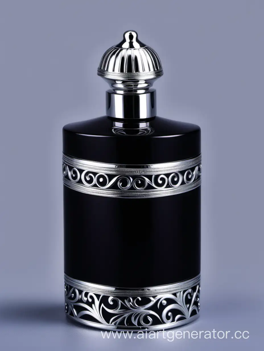 Zamac Perfume decorative ornamental  black, royal dark torquious  heavy bottle double in height  with stylish Silver lines cap and bottle