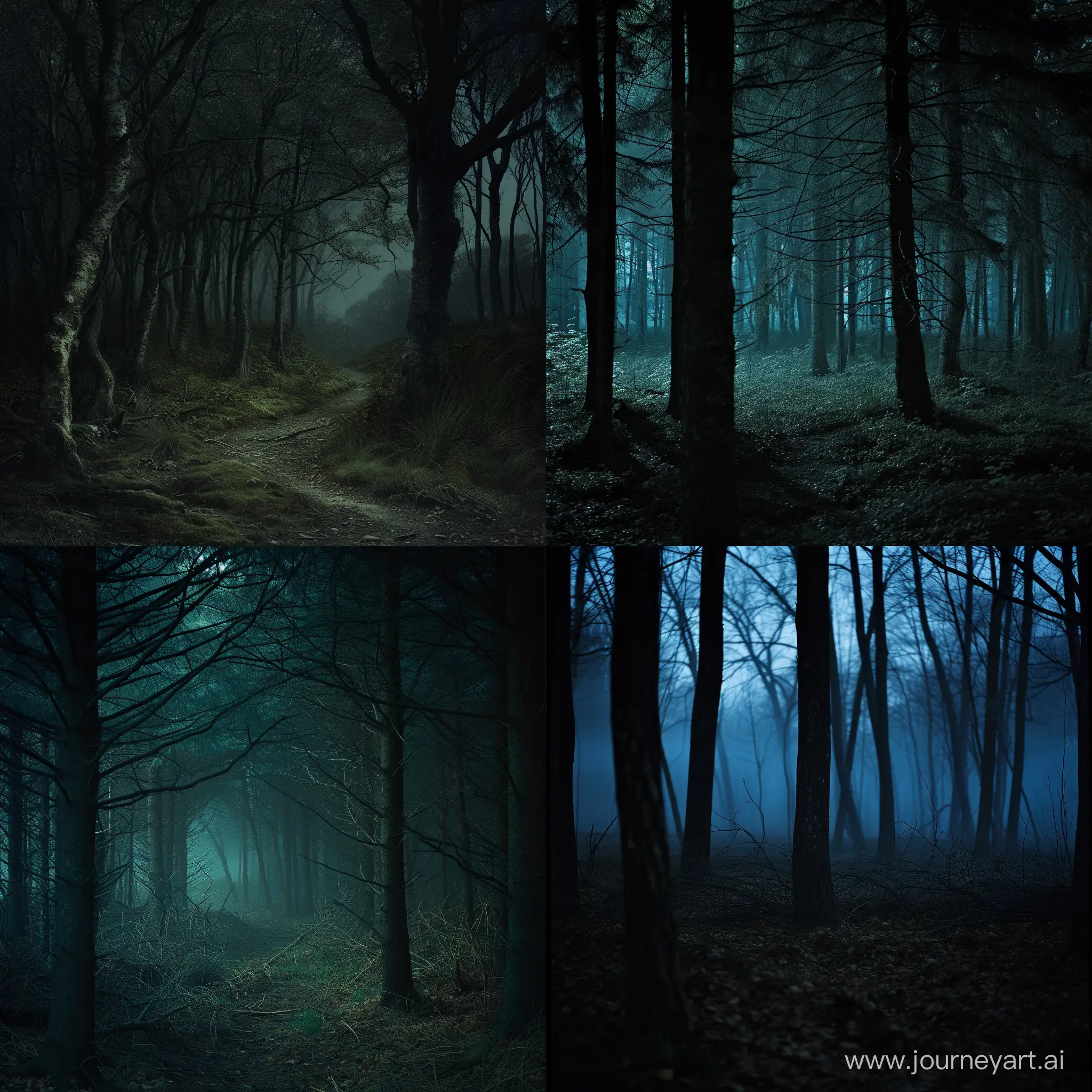 creepy forest night time 
