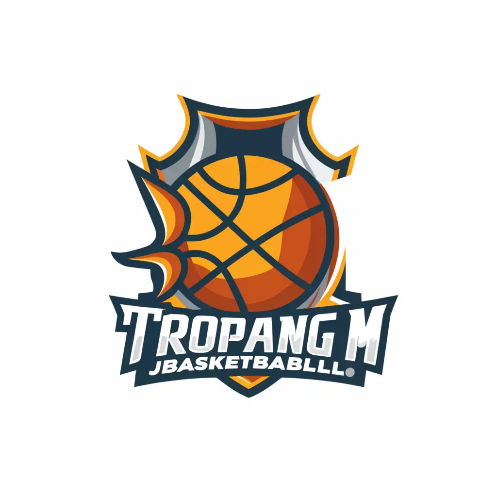a logo design,with the text "TROPANG M BASKETBALL", main symbol:BASKETBALL,Moderate,be used in Sports Fitness industry,clear background
