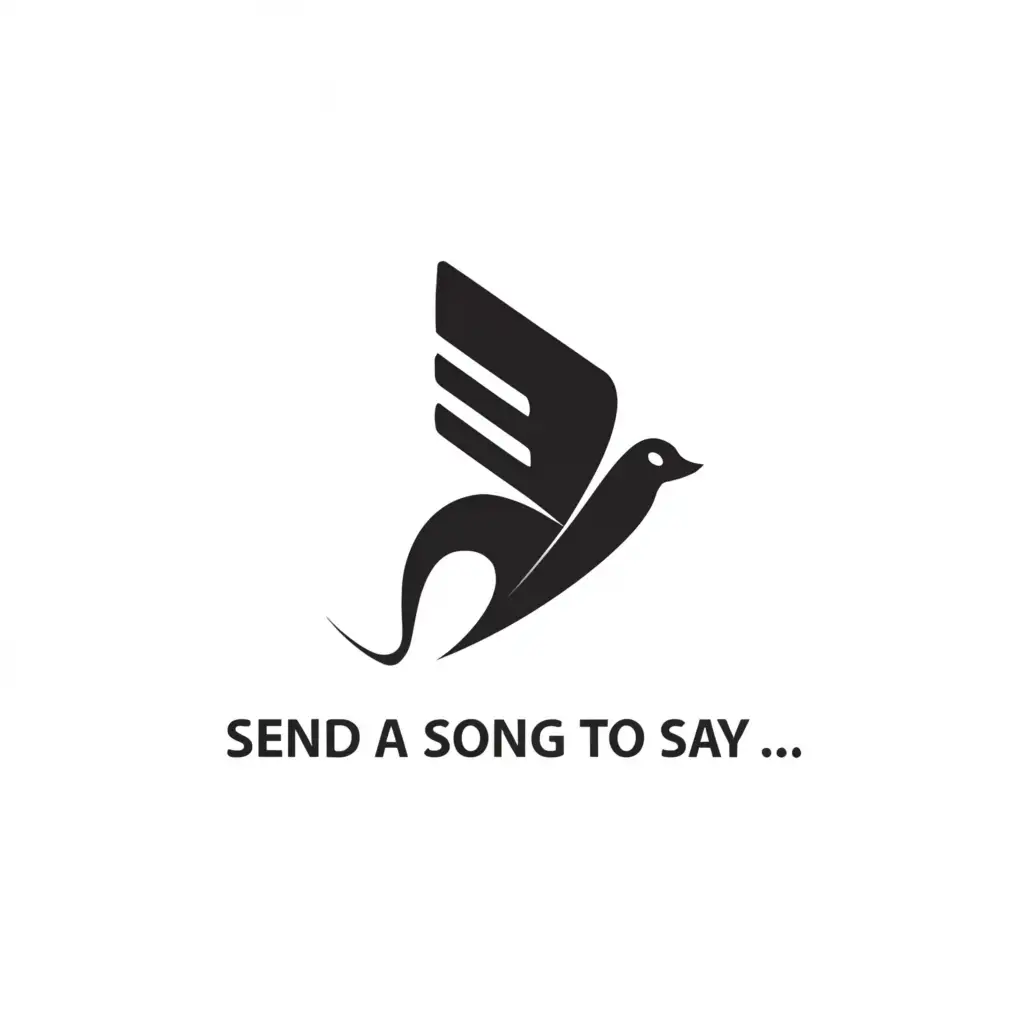 a logo design,with the text "Send a song to say ...", main symbol:Flying note,Minimalistic,be used in Entertainment industry,clear background