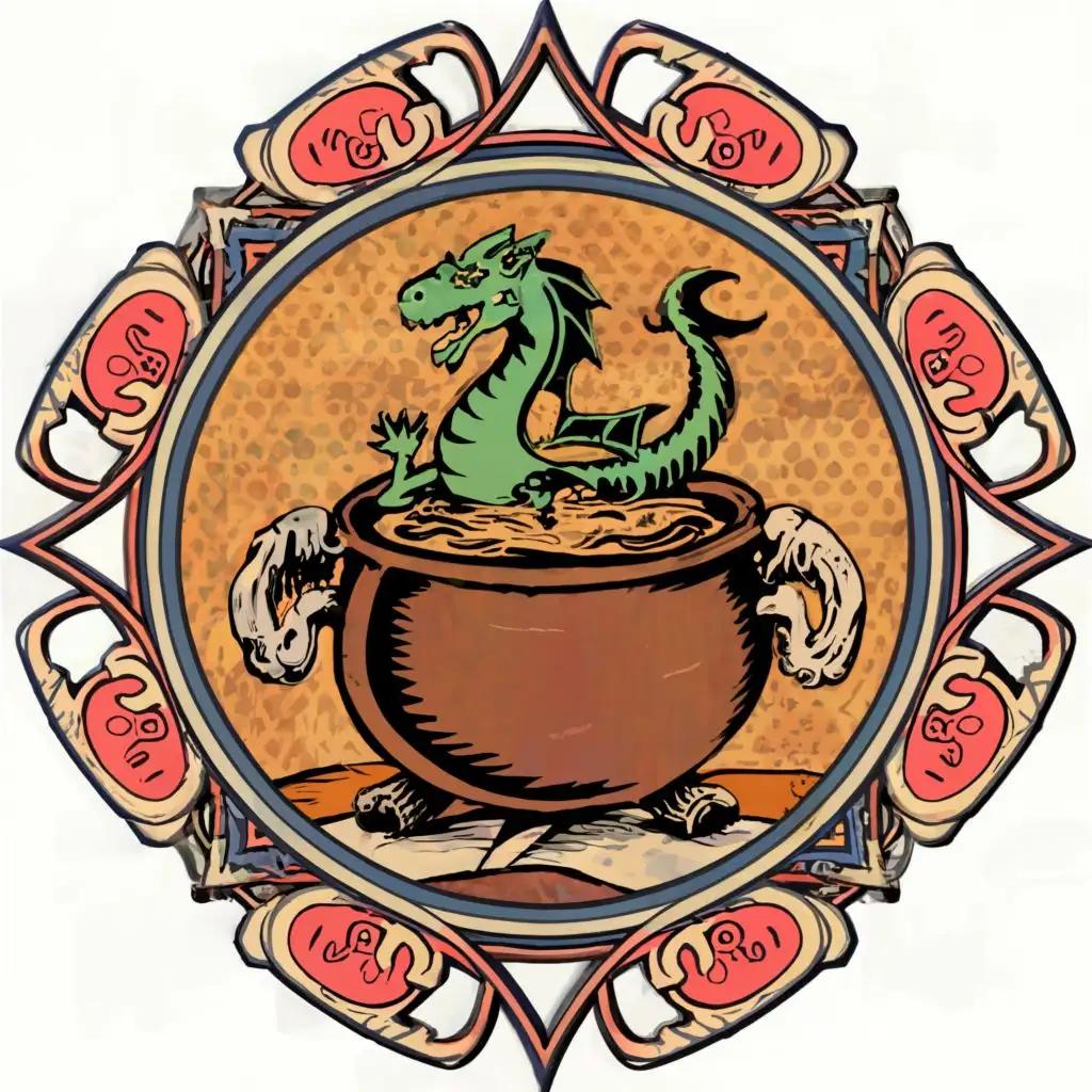 Эмблема магазина Dragon’s Brew может включать следующие элементы:  	1.	Дракон: Основной символ магазина, который представляет название “Dragon’s brew”. Дракон должен  быть нарисован с детализацией 	2.	Котел: Котел символизирует процесс приготовления напитков и соответствует названию “brew”.  Котел может быть стилизован под драконий череп с огнем, исходящим из глаз или ноздрей.  3. Стилизованное изображение товара: Может быть использовано для представления ассортимента различных видов чая, кофе, специй или бутылок с напитками. 	5.	Логотип магазина: Dragon’s Brew можно использовать как логотип магазина, возможно с добавлением деталей, таких как огонь или дракон, вокруг названия магазина. 	6.	Фон: Фон должен быть темным