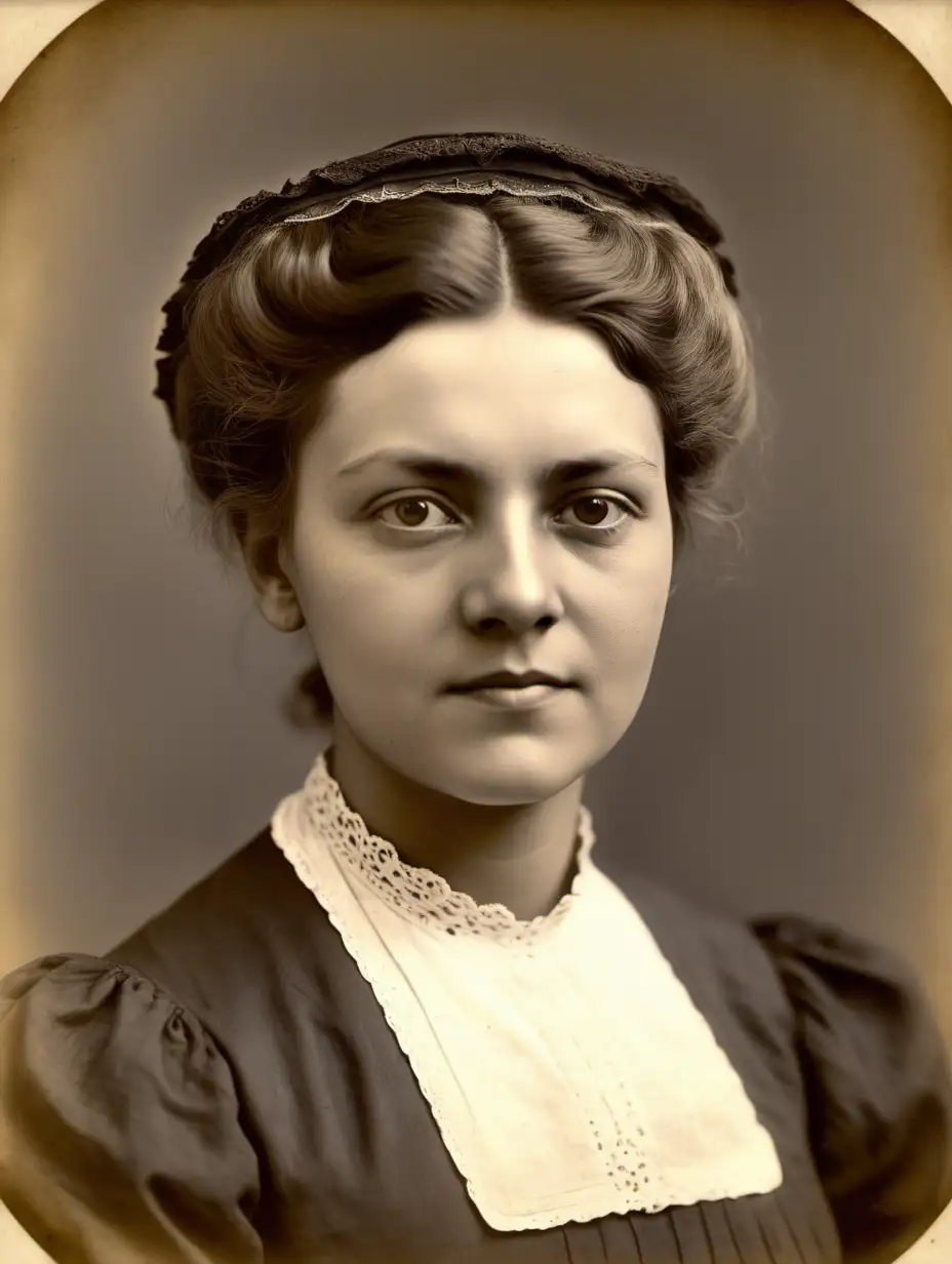 Portrait of a Woman from Funchal Madeira Vintage Headshot with Coarse Features