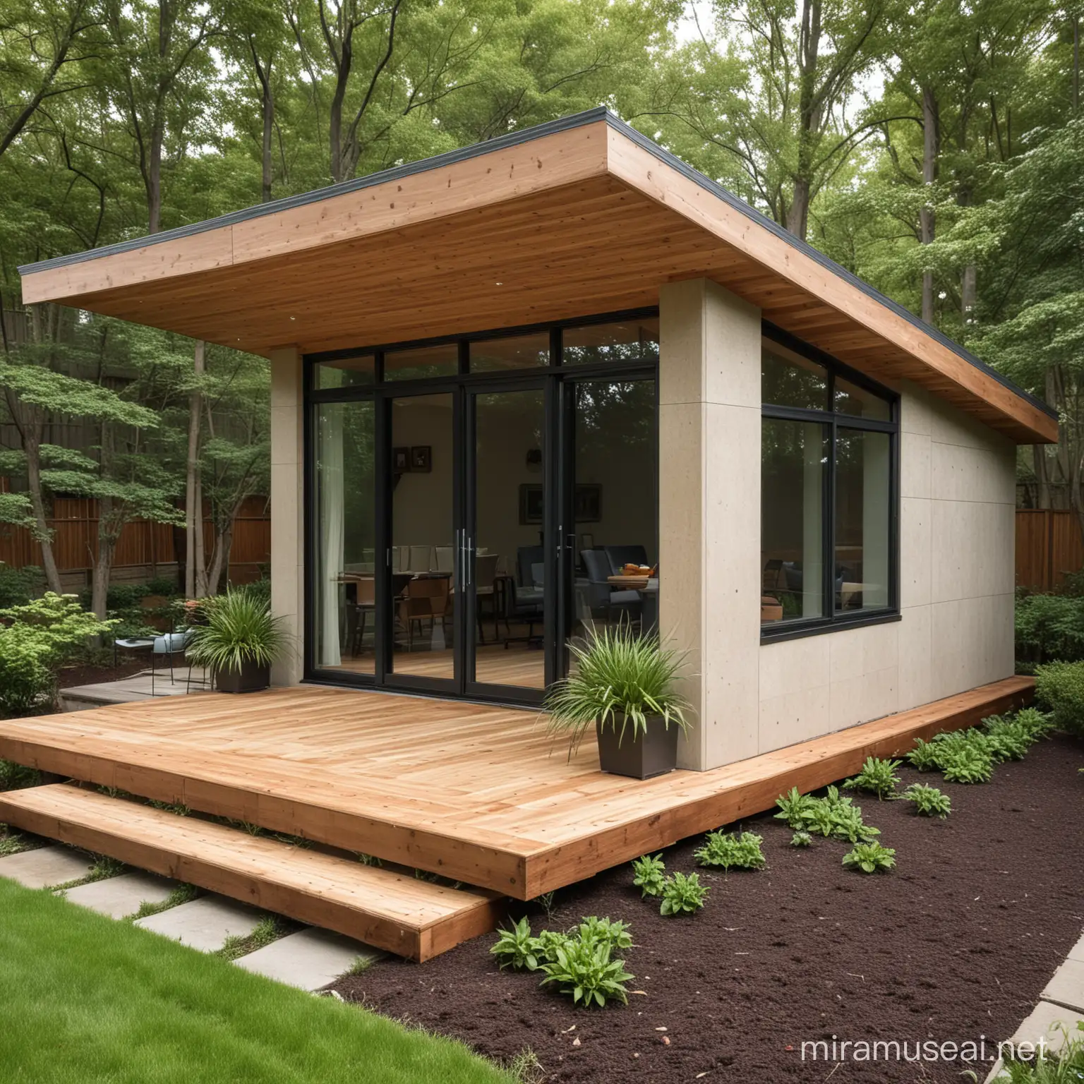 Rustic Shed Roof House Amidst Tranquil Nature Setting