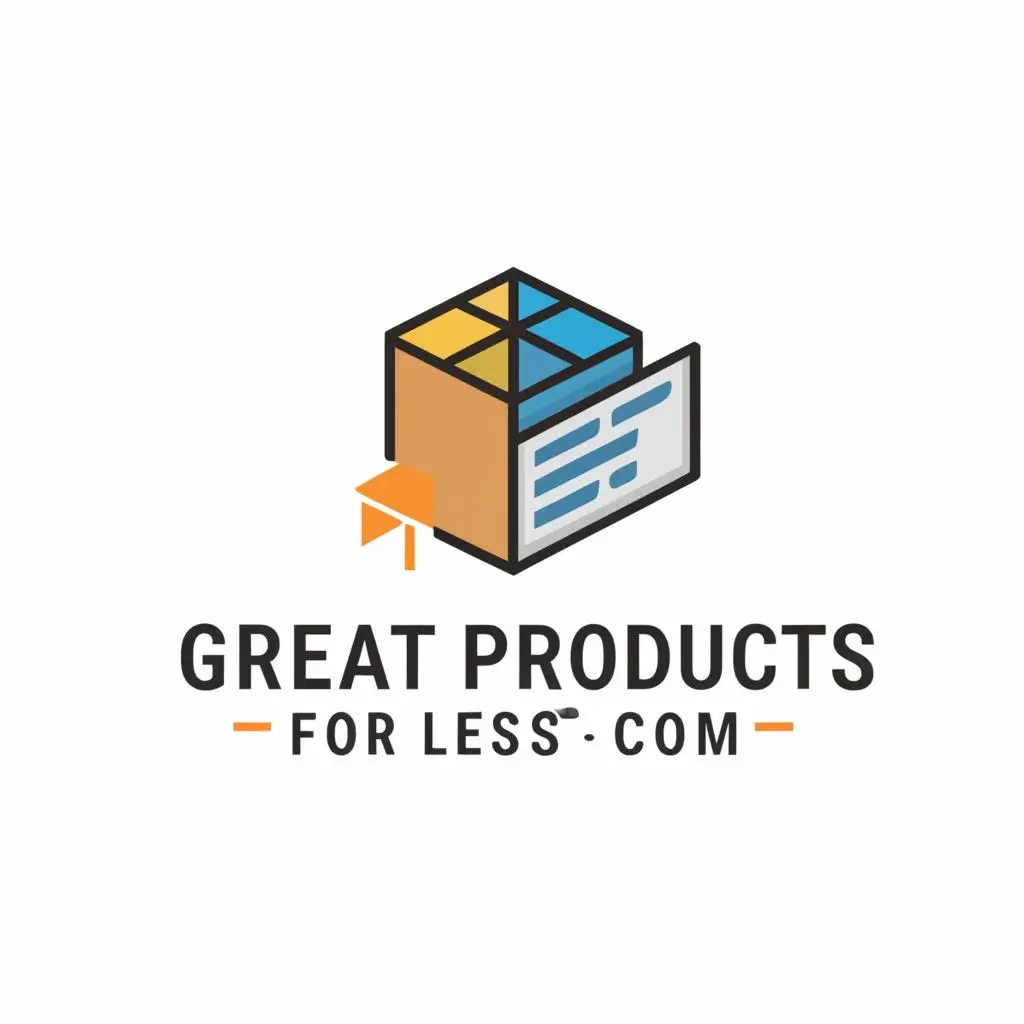 a logo design,with the text "Great products for less .com", main symbol:physical and digital product,Moderate,be used in Retail industry,clear background