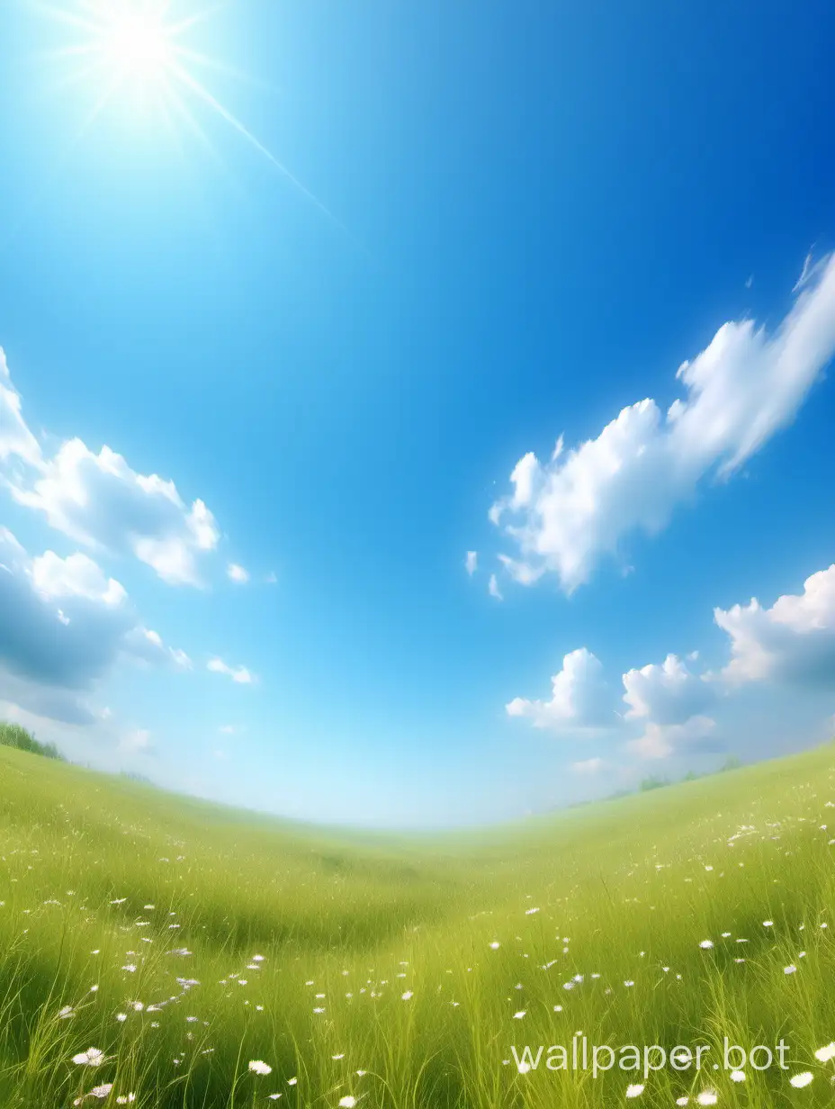 background image of a meadow with blue sky very bright background, delicate