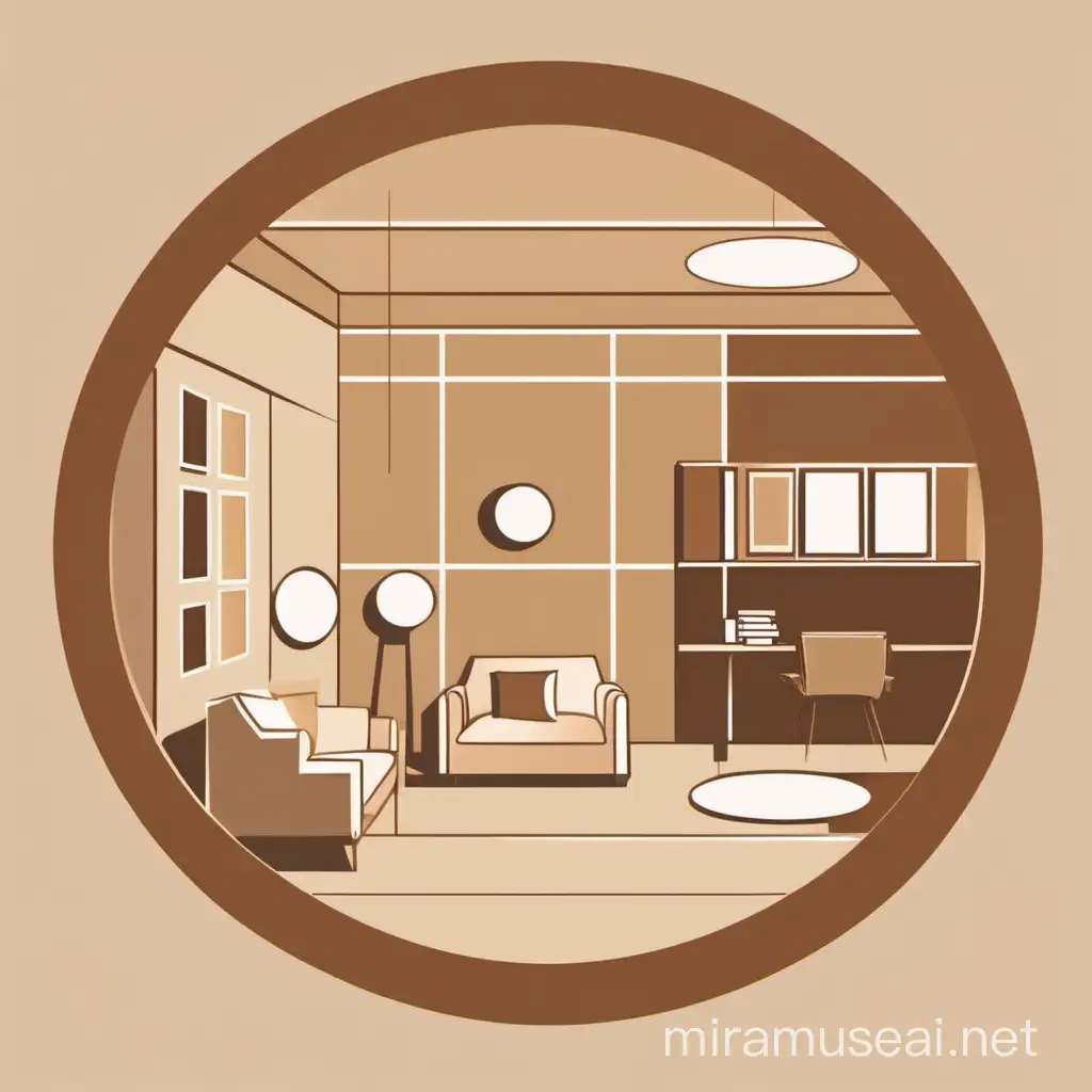 Circular Room Infographic in Brown and Beige Shades