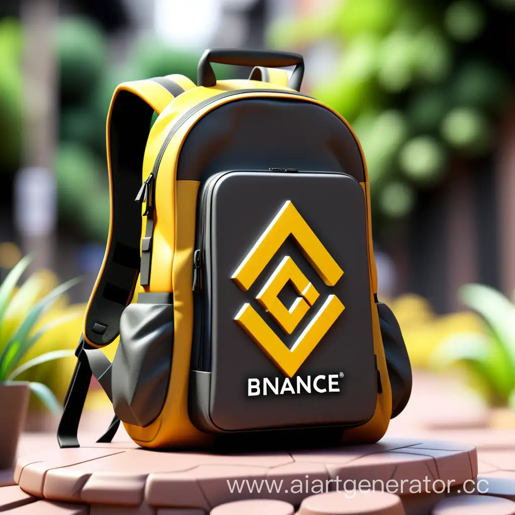 Binance coin that has a backpack on its back
