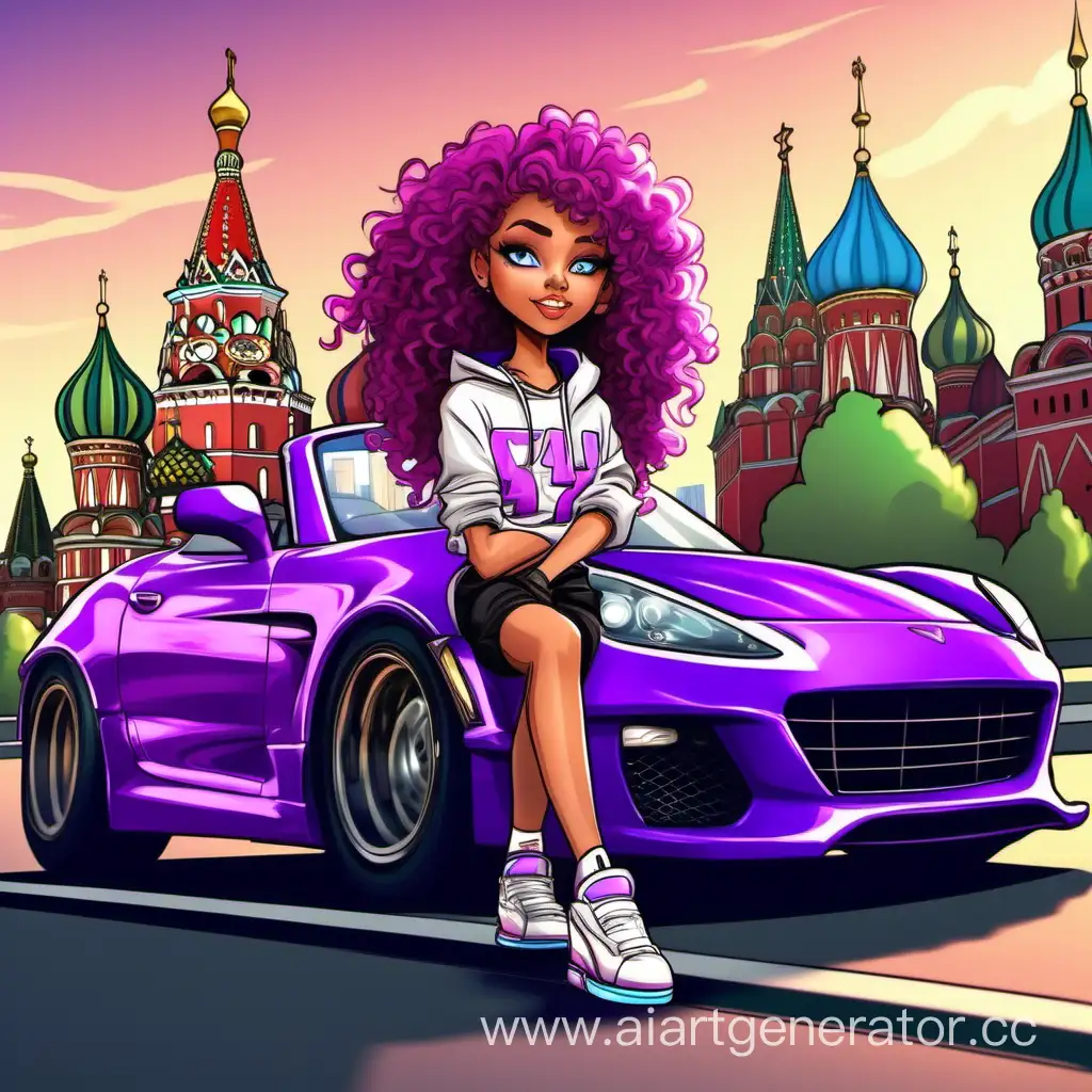 Girl-Racing-in-a-Stylish-Sports-Car-Around-Moscow-City-and-the-Kremlin