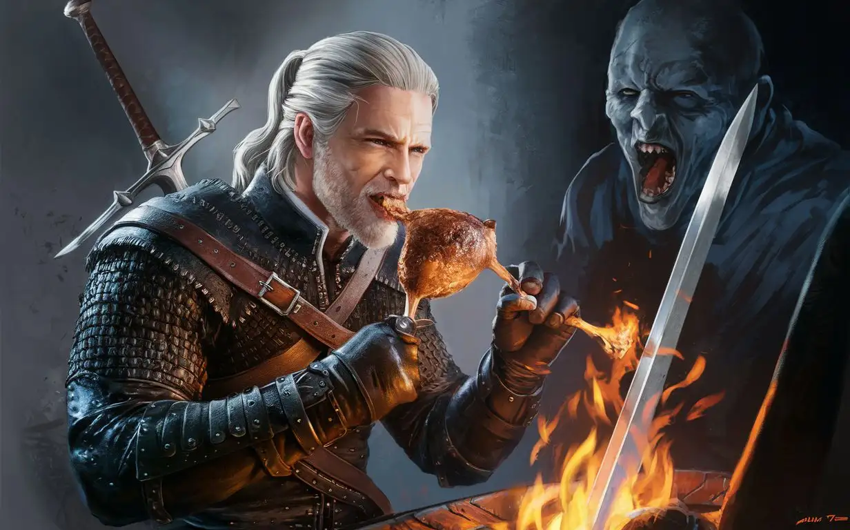 Witcher-Combat-Meal-Chicken-Leg-and-Ghoul-Slaying