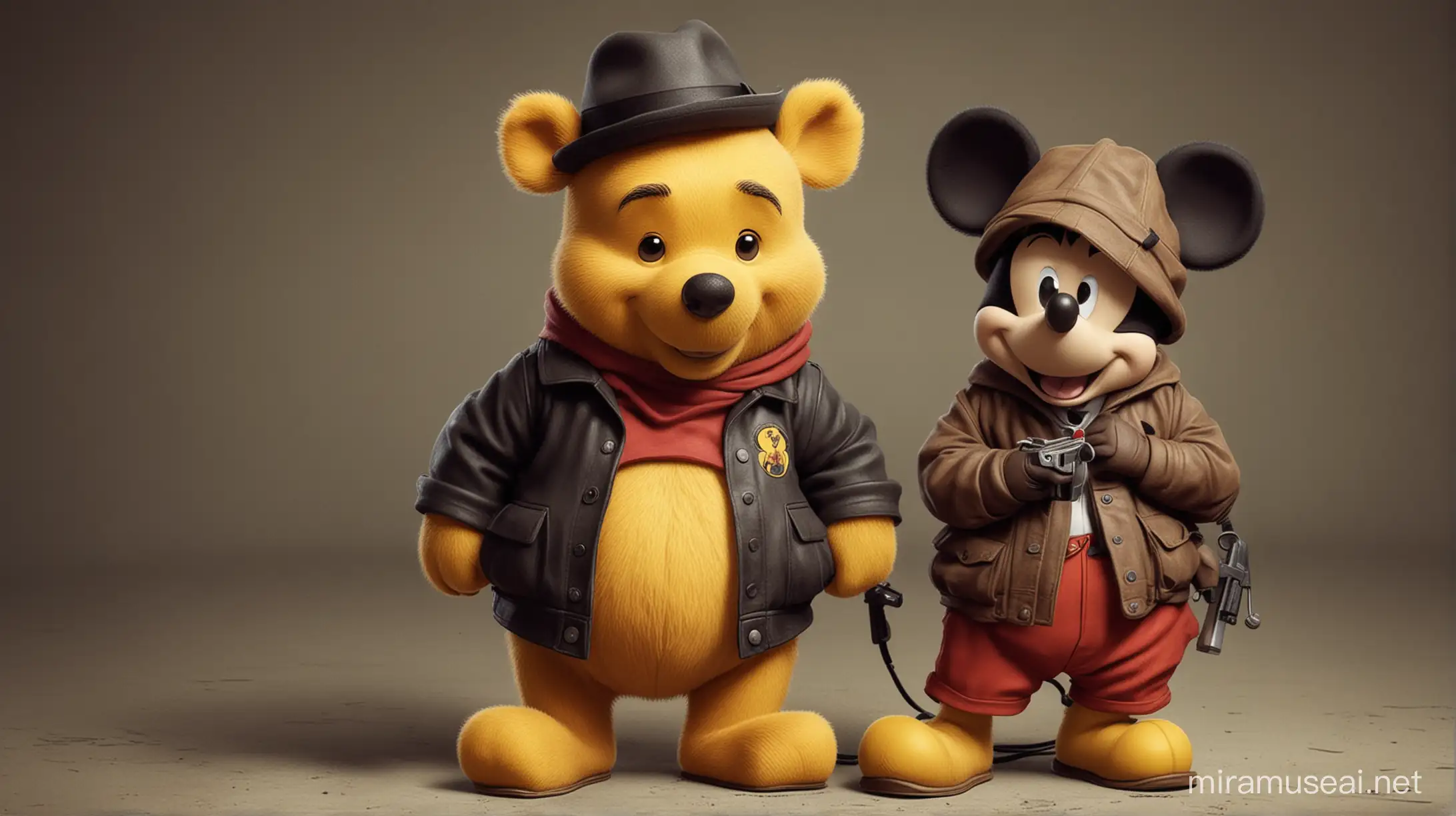 Winnie the Pooh and Mickey Mouse Gangsters in Cartoon Dystopia
