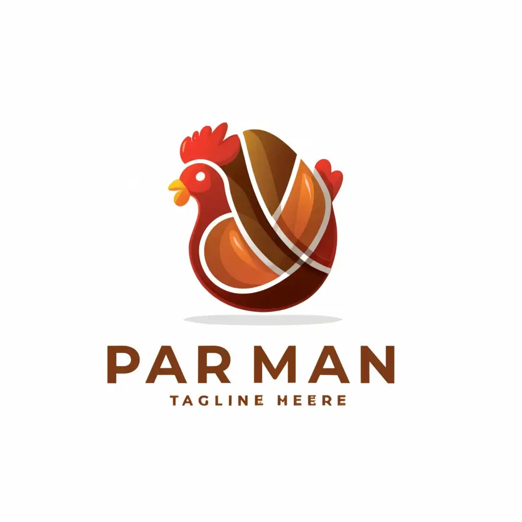 a logo design,with the text "Parman", main symbol:hen egg meat feather,Moderate,clear background