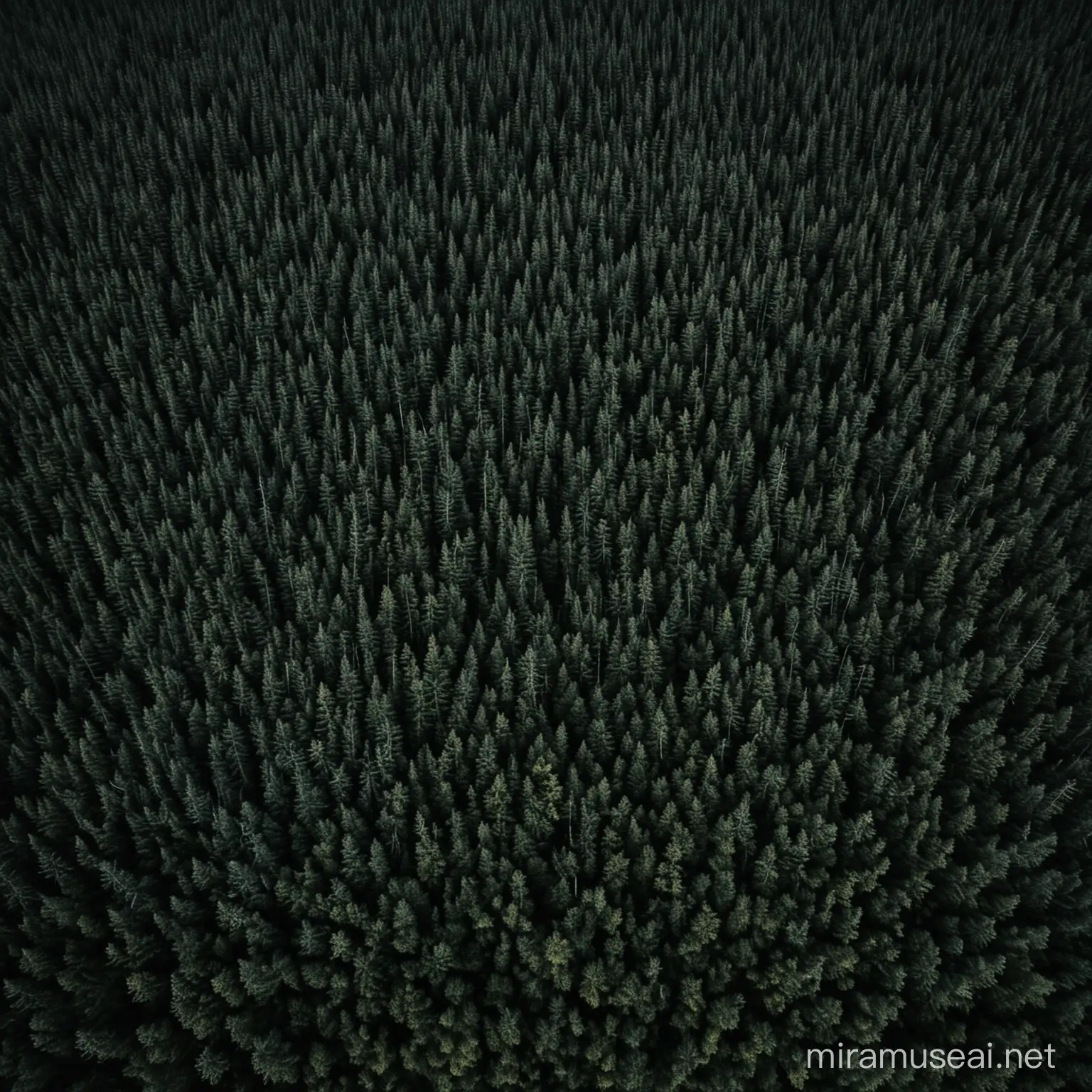 A dark forest in the Alaskan wilderness