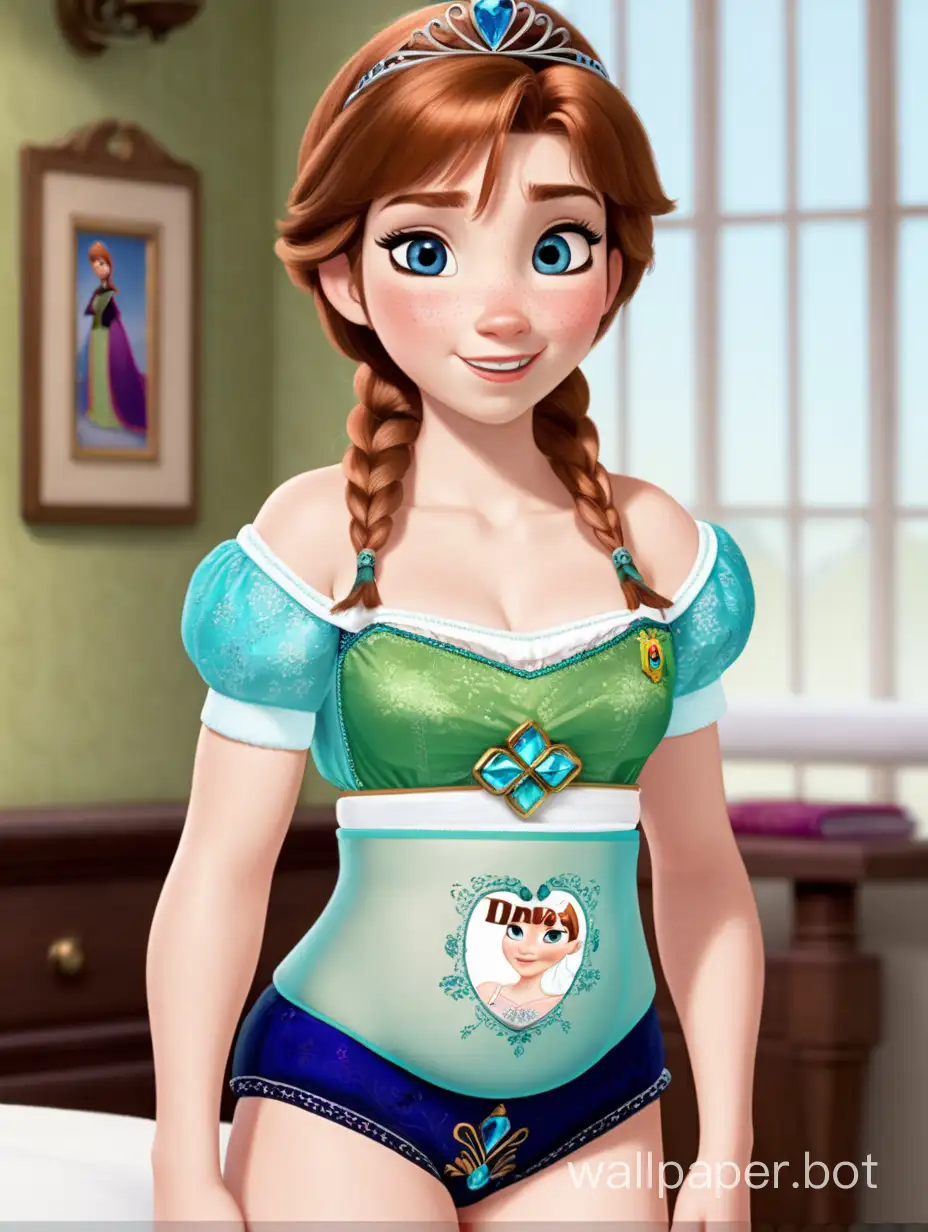 Princess anna is 20.
She is wearing a diaper.