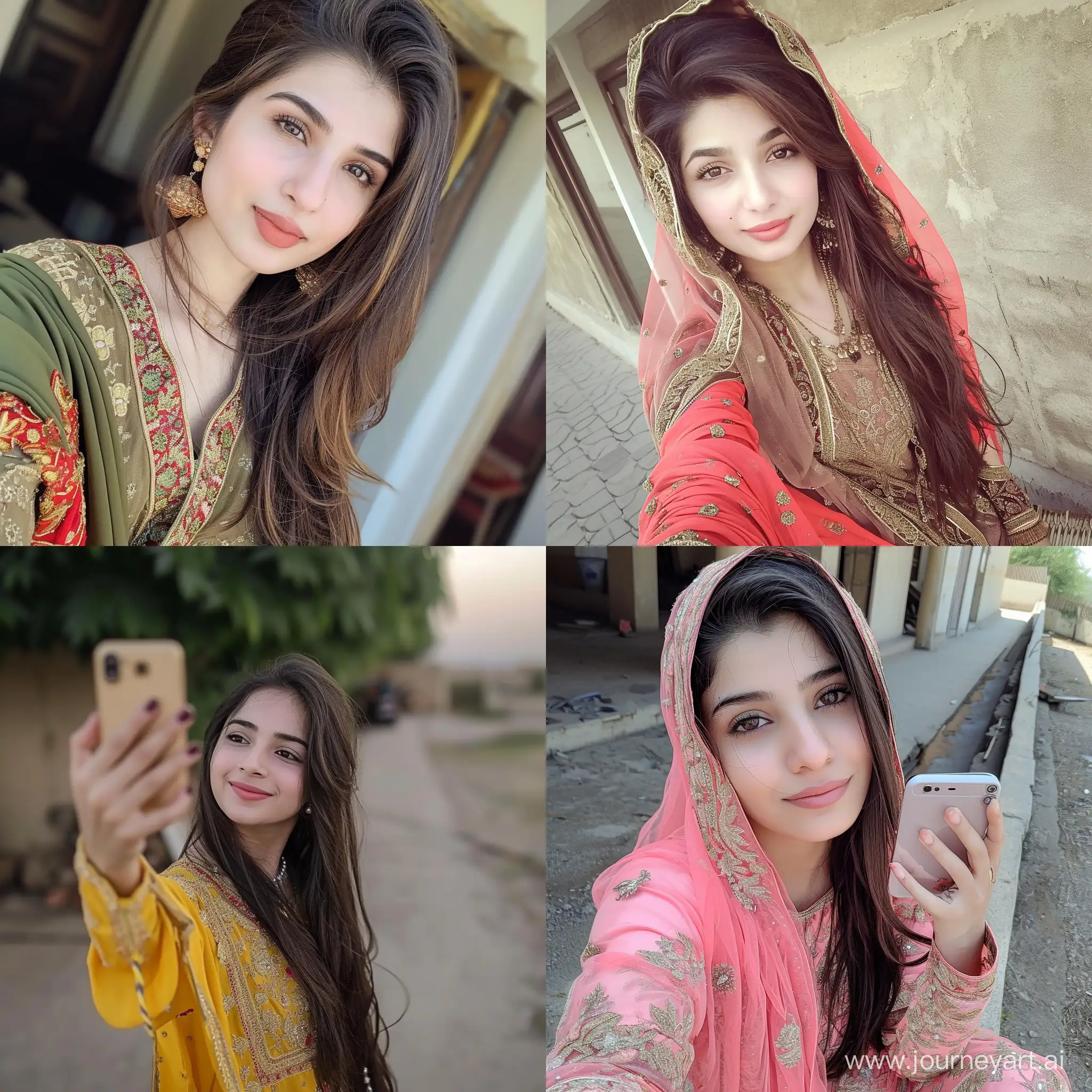 A beautiful Pakistani girl taking selfie --v 6