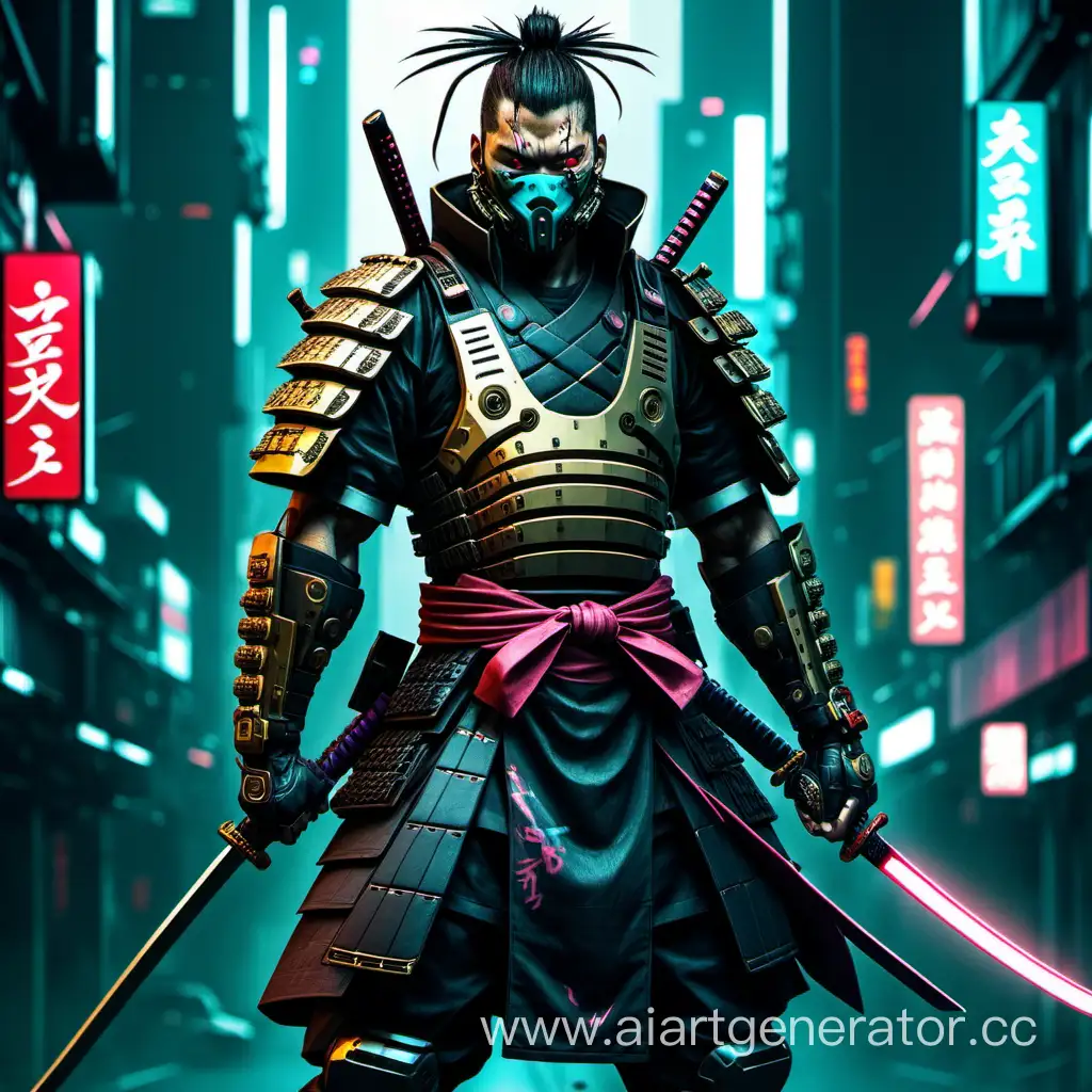 Futuristic-Cyberpunk-Samurai-Duel-in-Neon-Cityscape